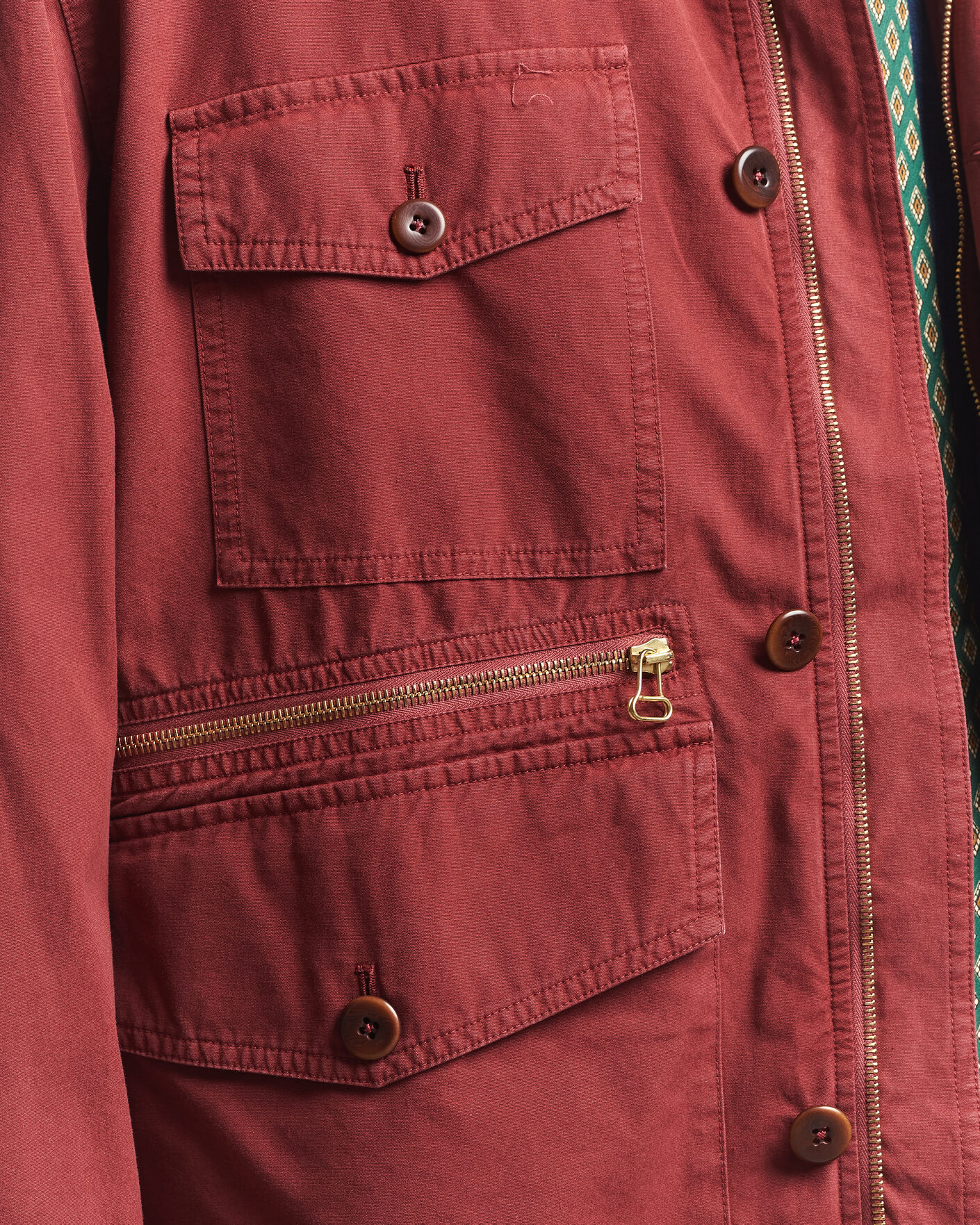 Herre | Jakker | Drake's | Hiking Jacket Washed Red