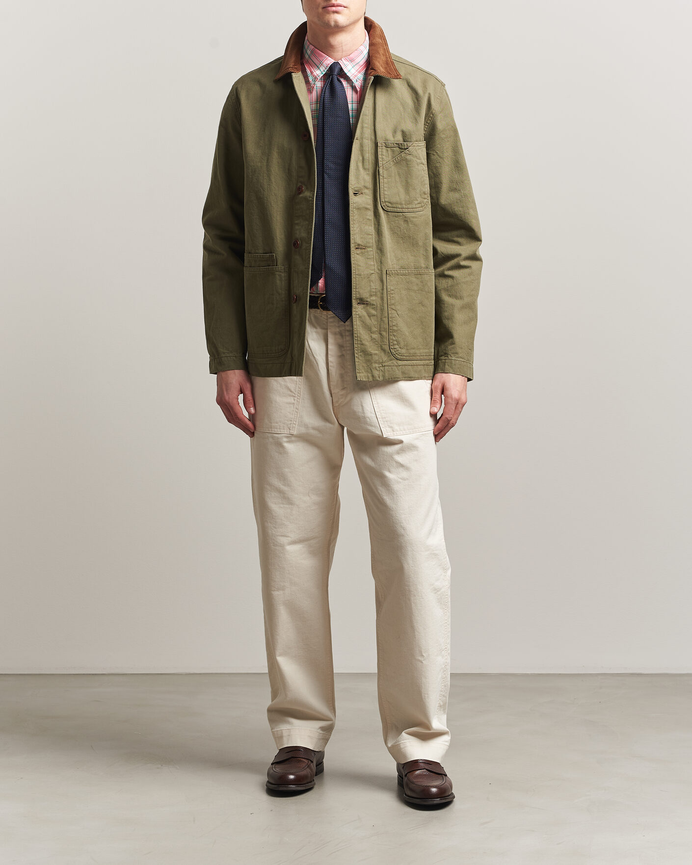 Herre | Jakker | Drake's | Twill Fatigue Jacket Khaki