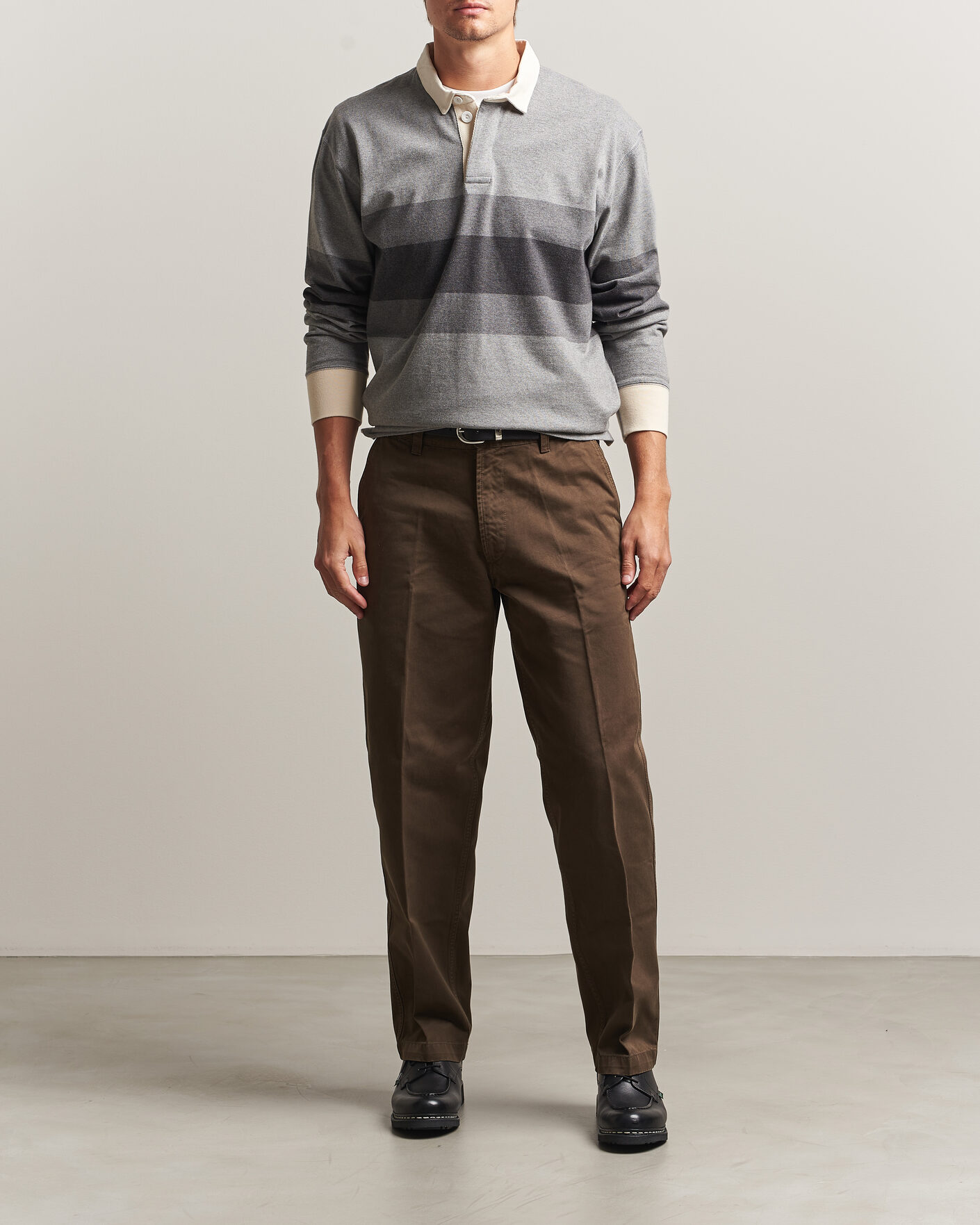 Herre | Trøjer | Drake's | Melange Stripe Rugby Grey