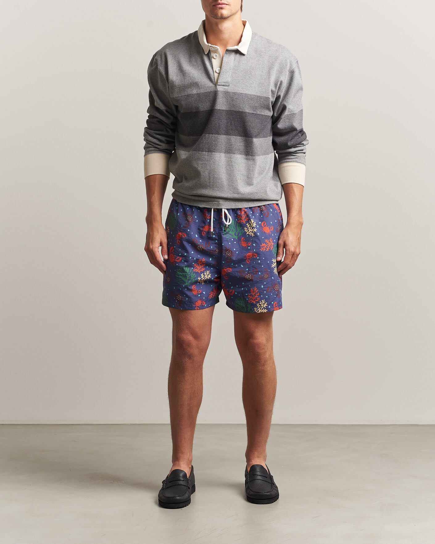 Herre | Badebukser | Drake's | Crabs Drawstring Swimshorts Blue