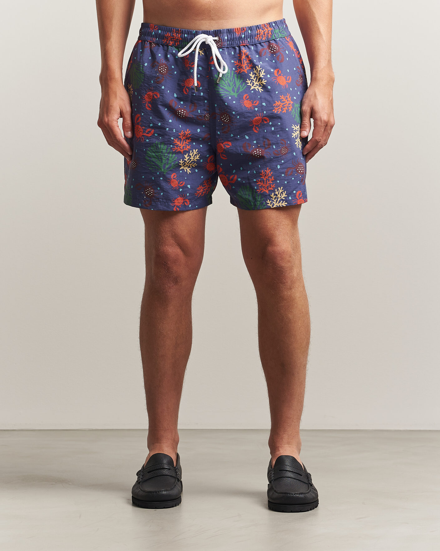 Herre | Badebukser | Drake's | Crabs Drawstring Swimshorts Blue