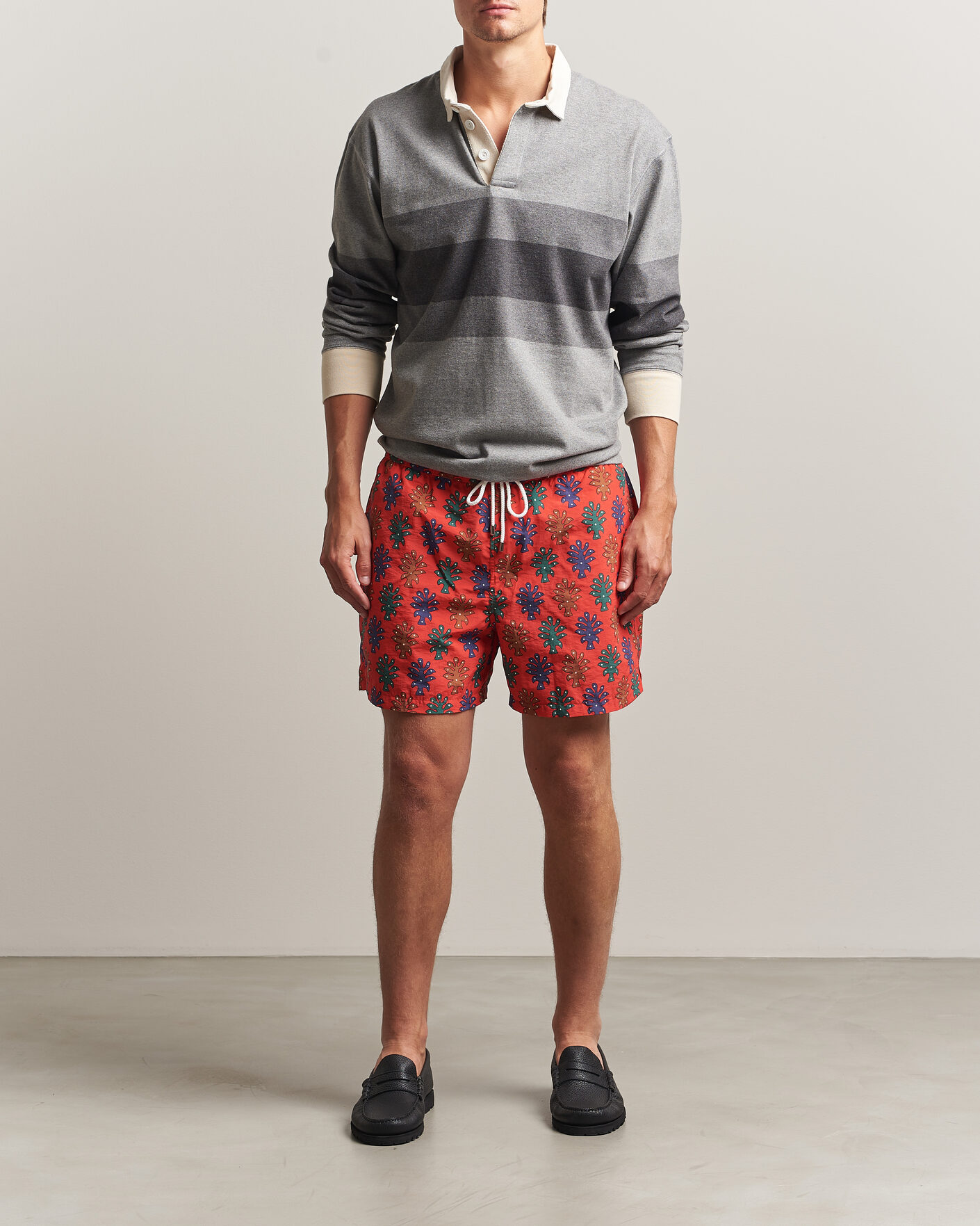 Herre | Badebukser | Drake's | Trees Drawstring Swimshorts Tomato