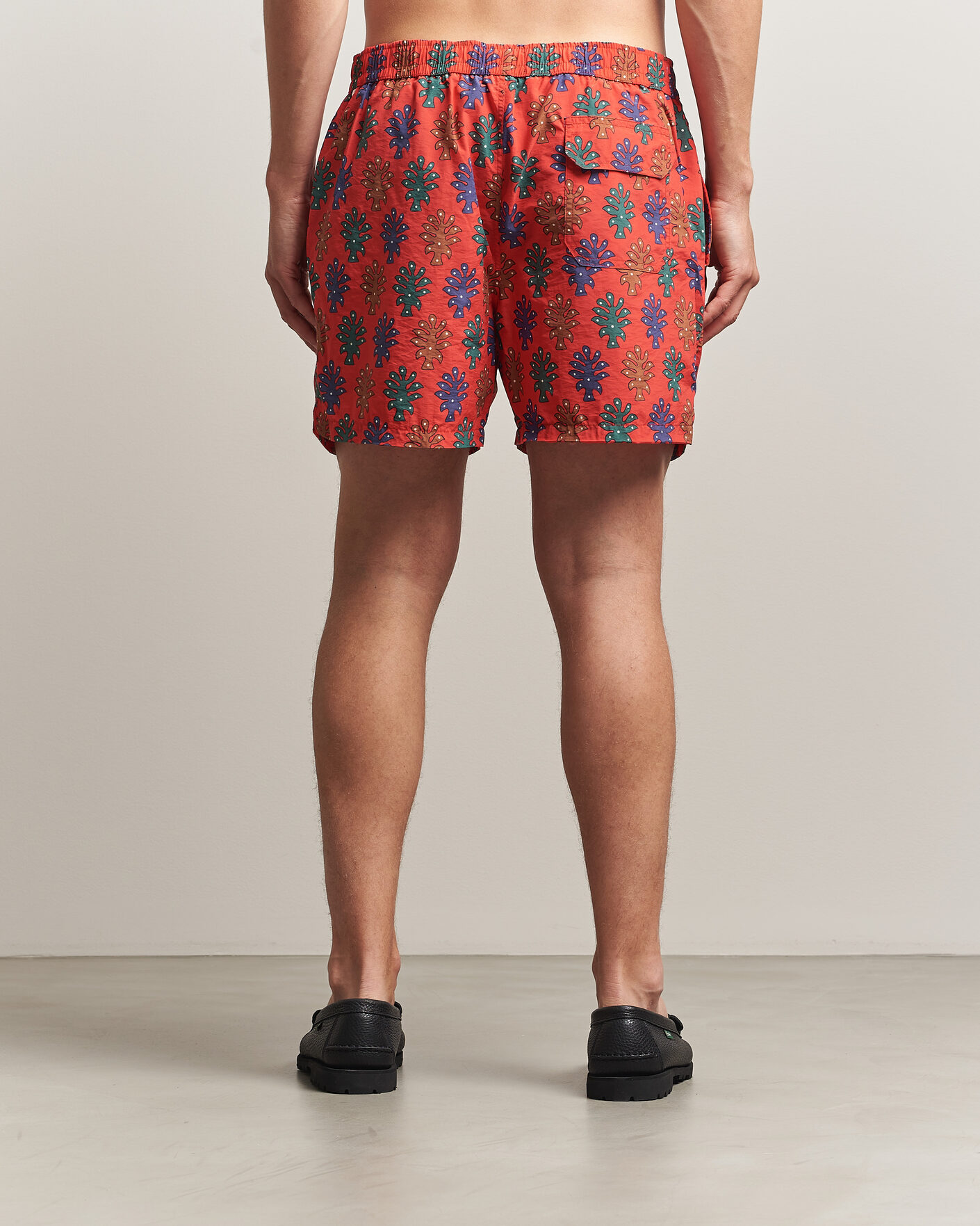 Herre | Badebukser | Drake's | Trees Drawstring Swimshorts Tomato