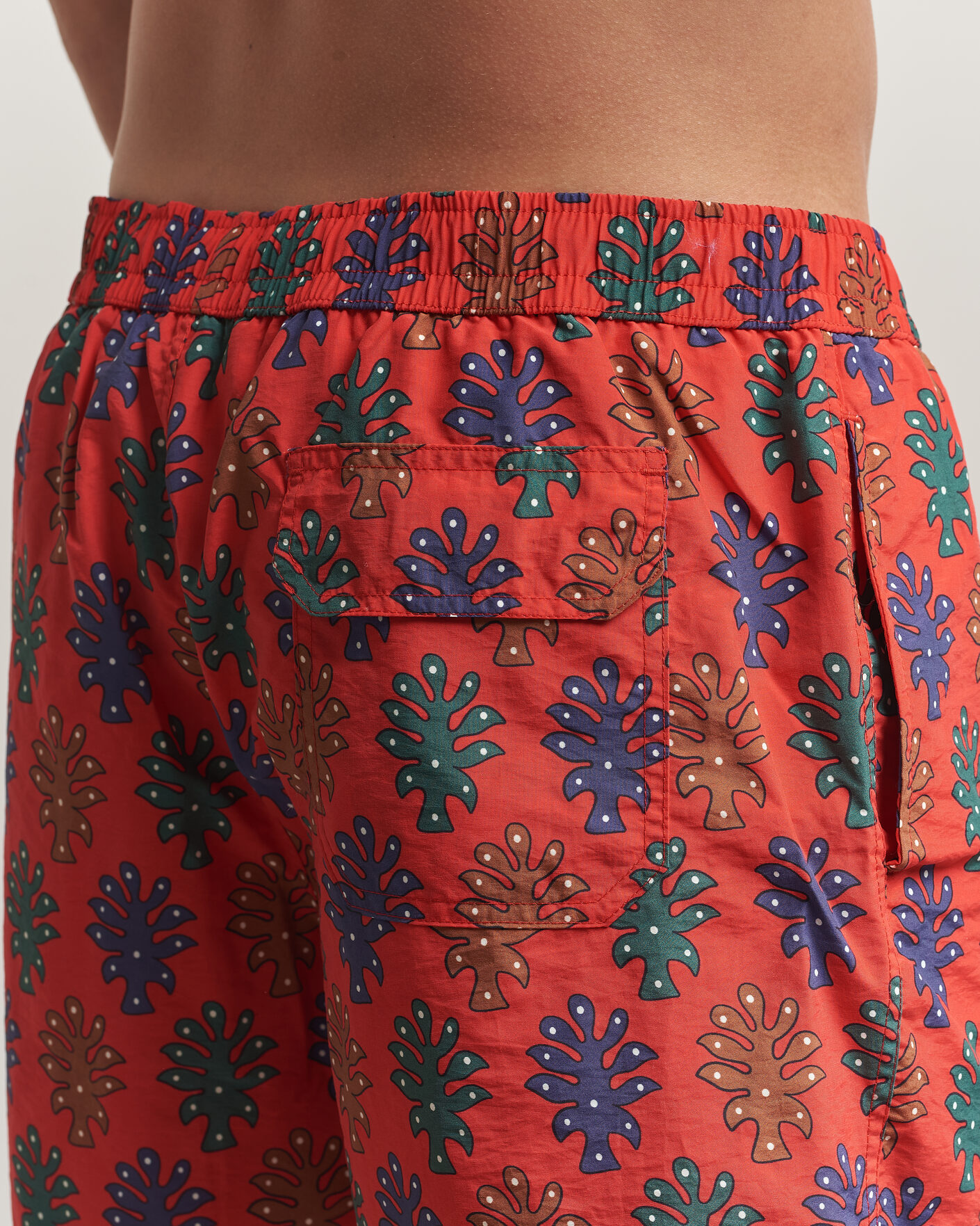 Herre | Badebukser | Drake's | Trees Drawstring Swimshorts Tomato