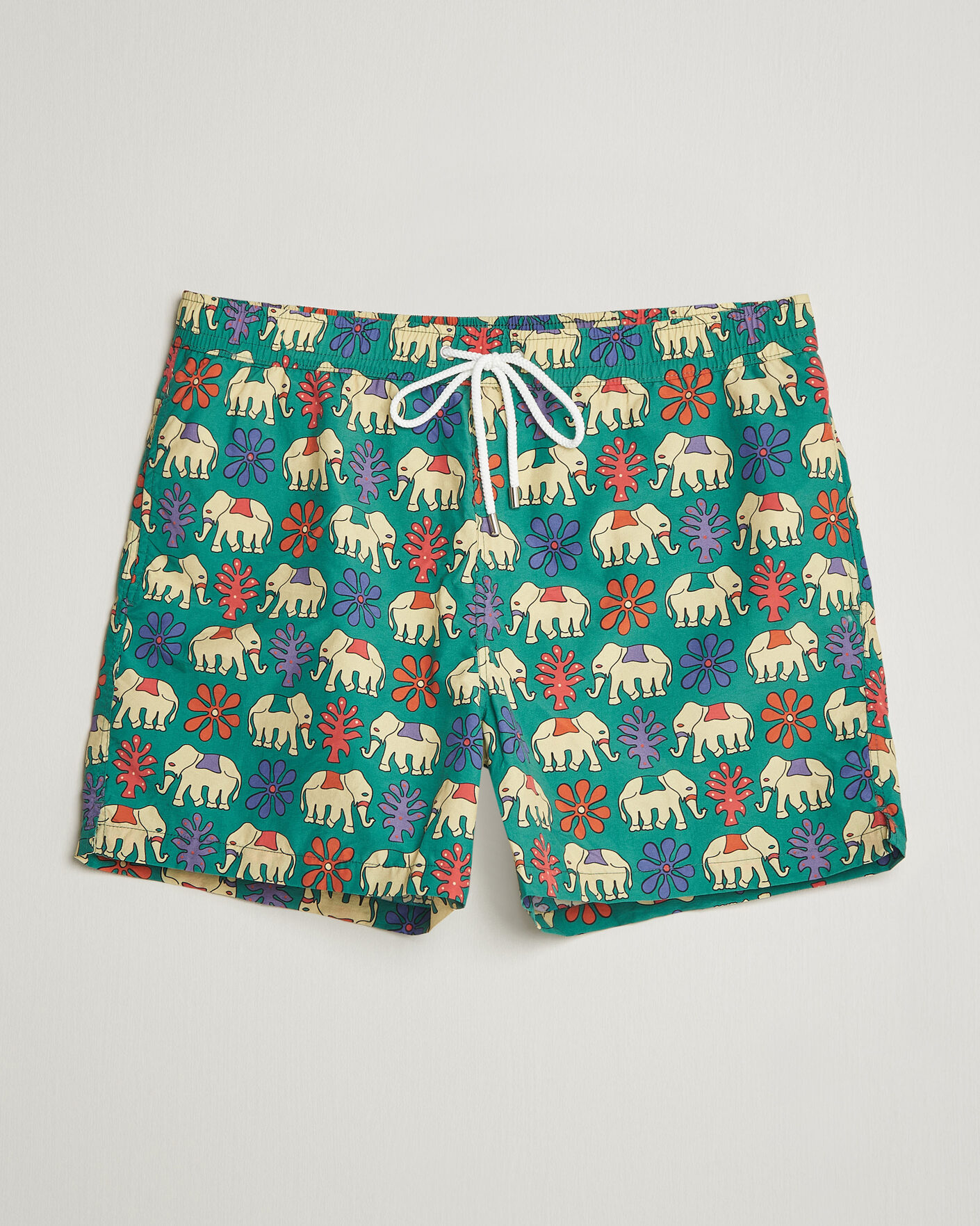 Herre | Badebukser | Drake's | Elephants Drawstring Swimshorts Green
