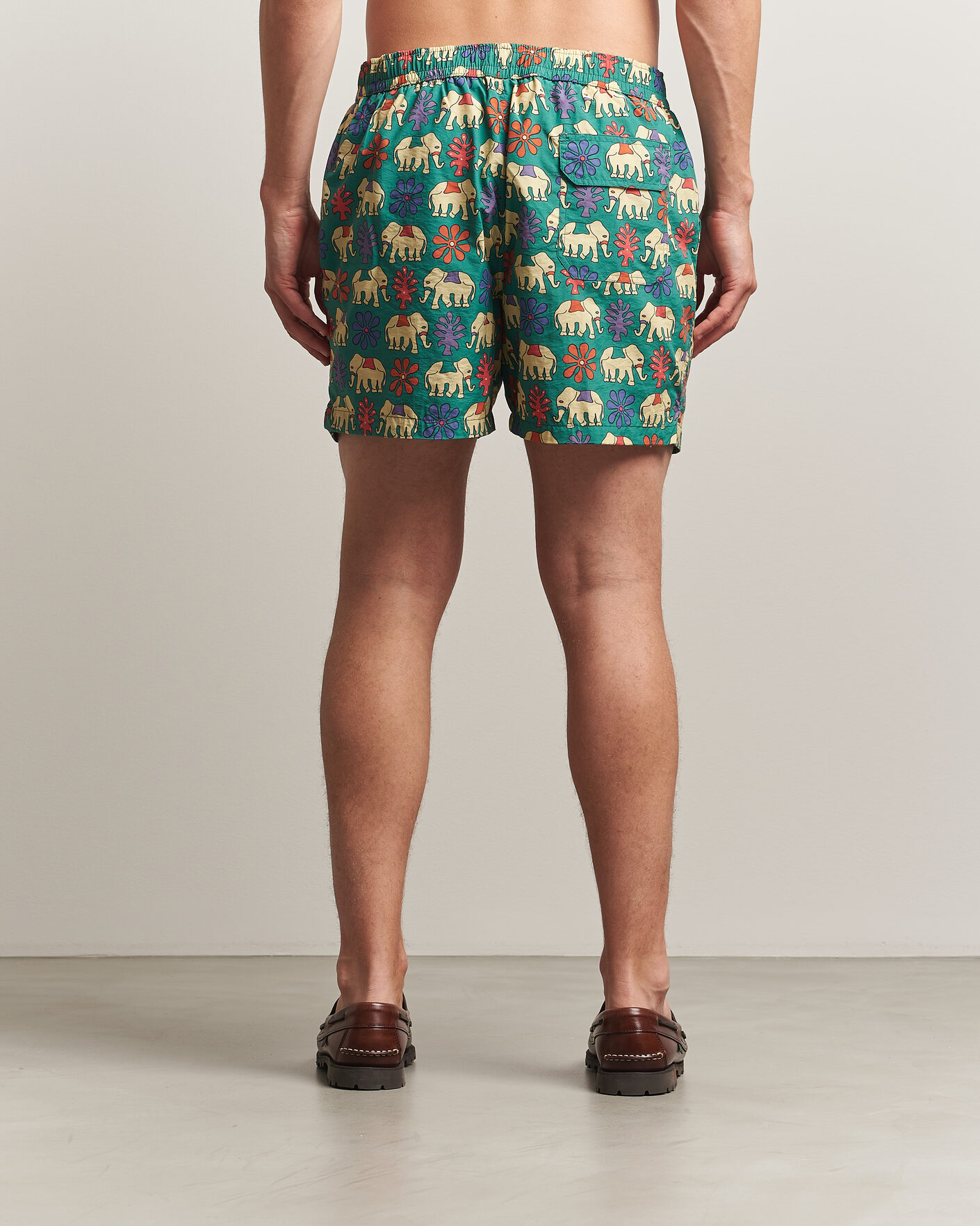Herre | Badebukser | Drake's | Elephants Drawstring Swimshorts Green