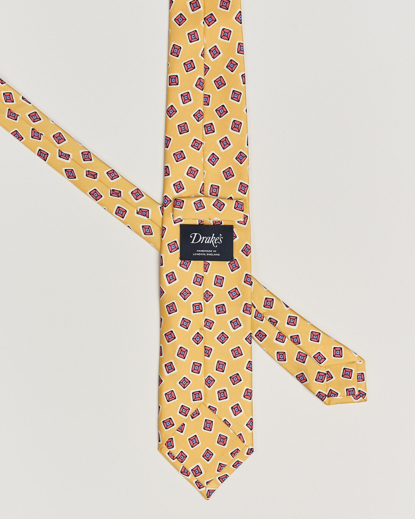 Herre | Slips | Drake's | Square Diamond Heavy Twill Silk Tie Gold