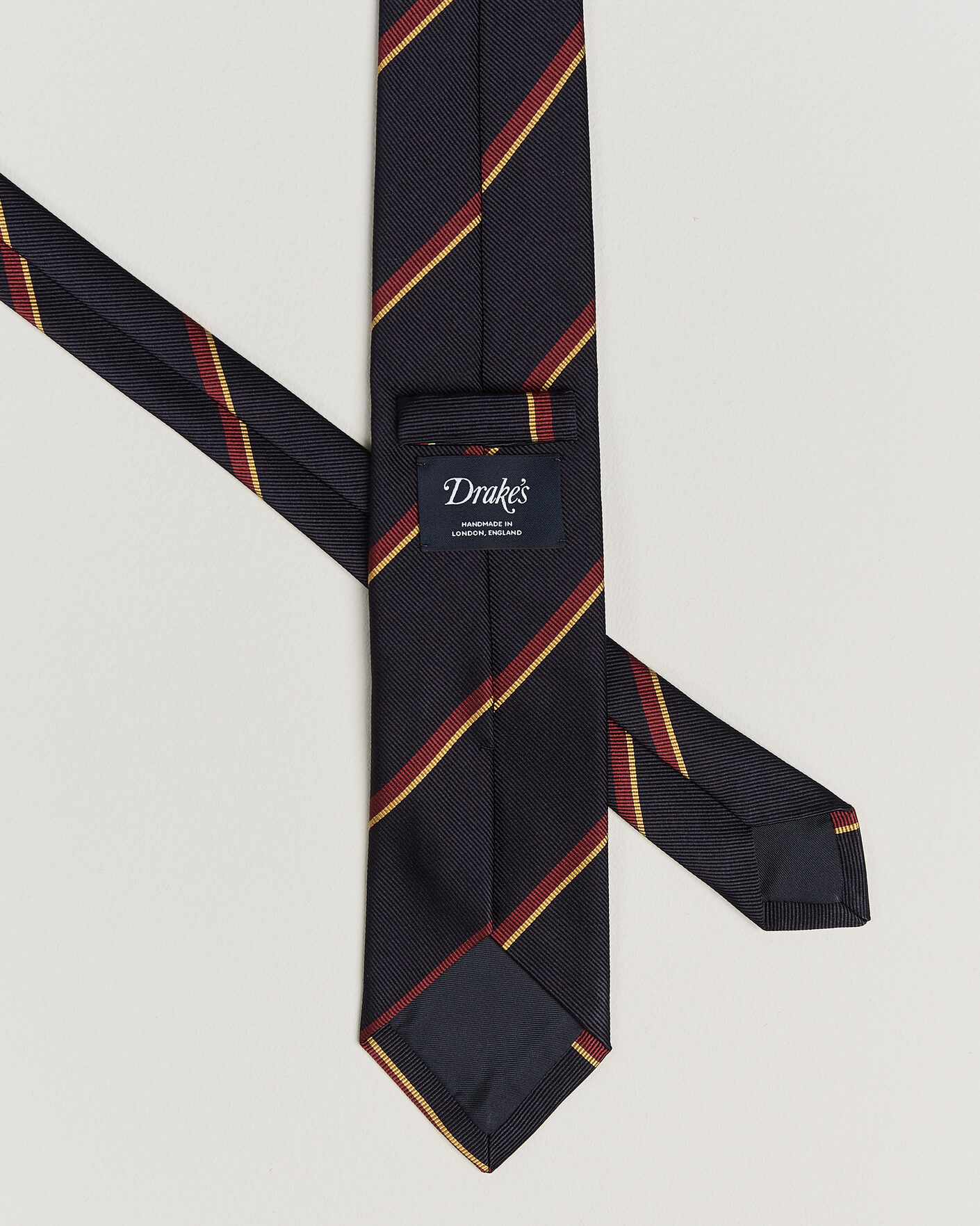 Herre | Slips | Drake's | Regimental Stripe Reppe Tie Navy