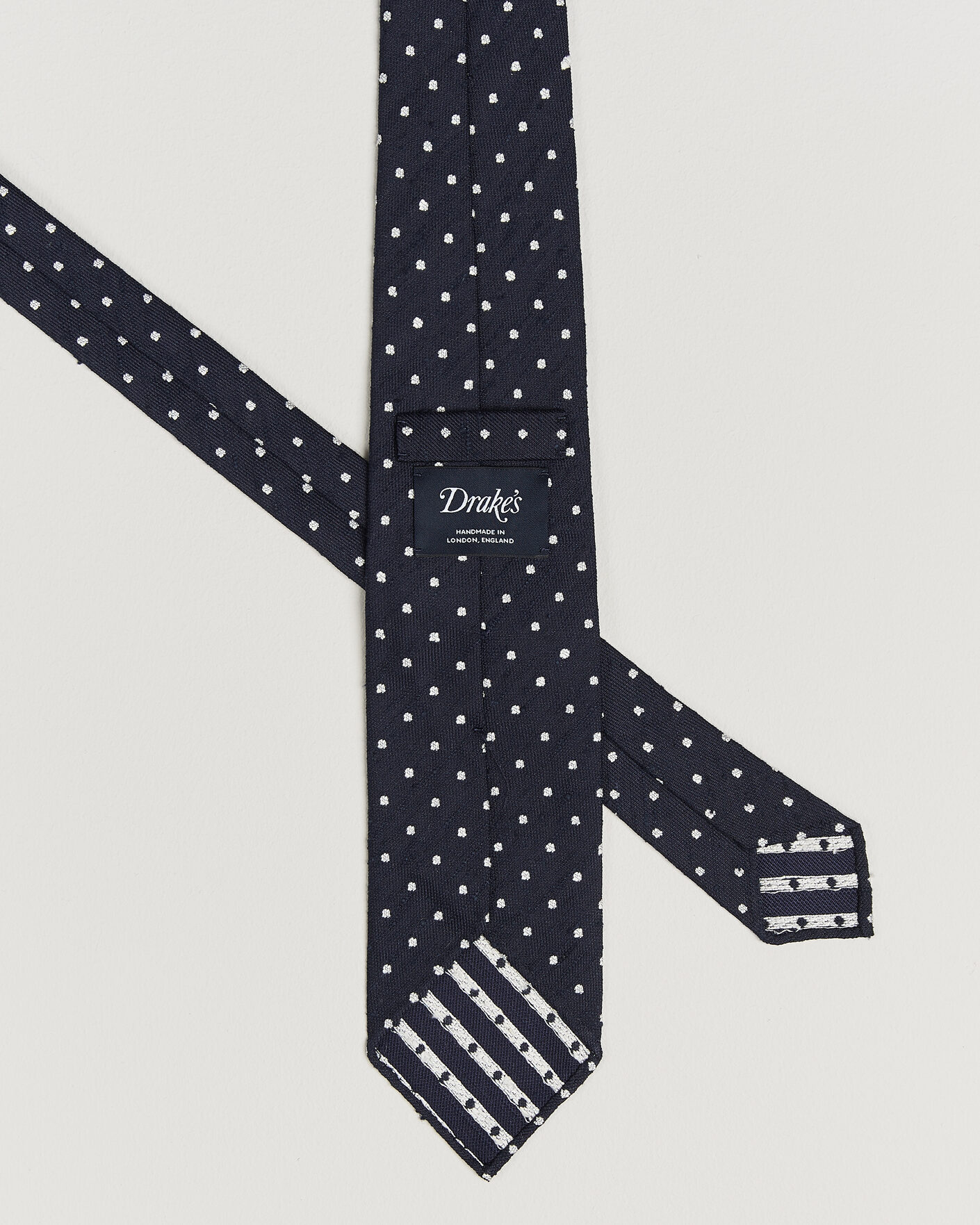 Herre | Slips | Drake's | Smal Spot Pattern Shantung Silk Tie Navy