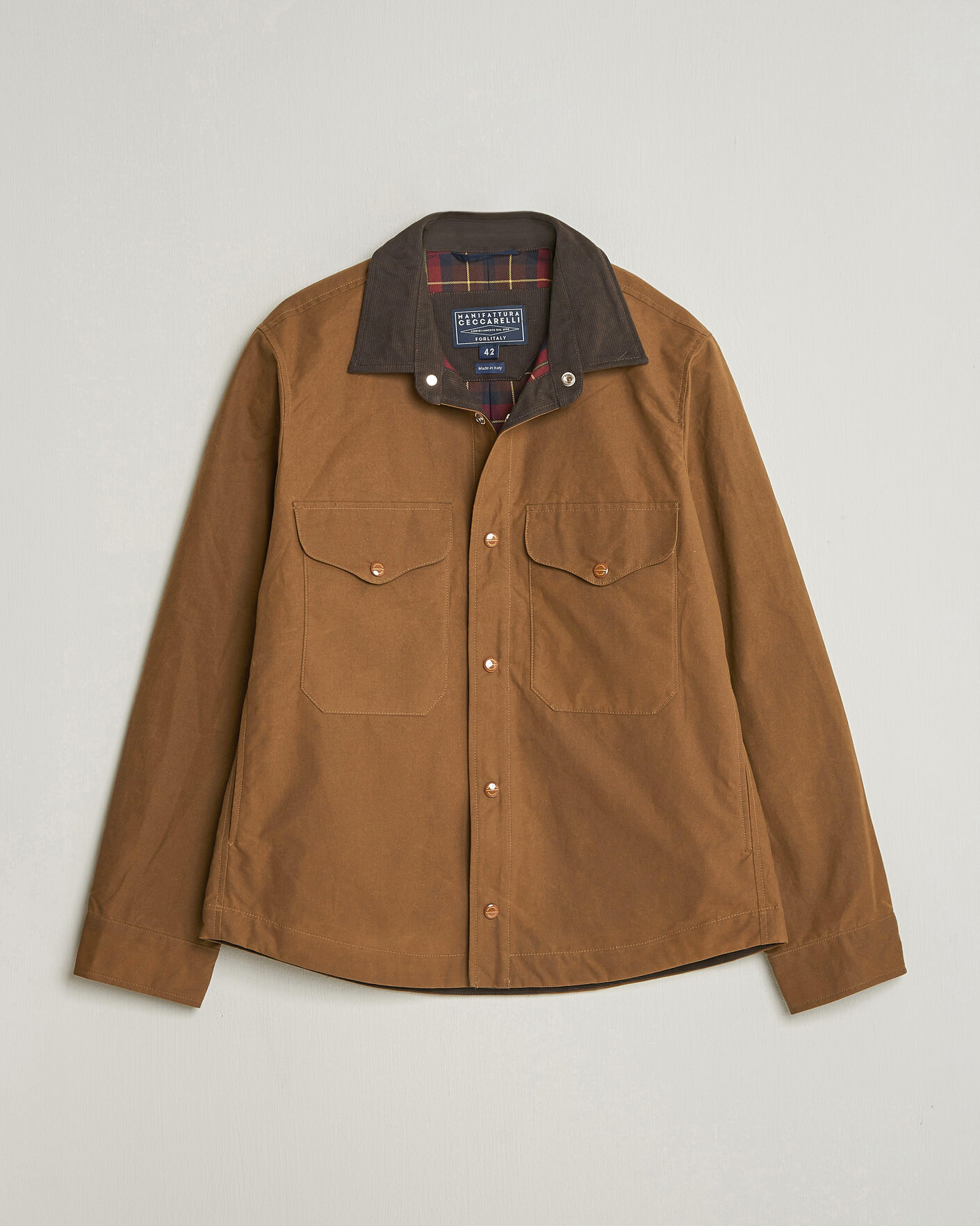 Herre | Jakker | Manifattura Ceccarelli | Dry Wax Heavy Shirt Jacket Dark Tan