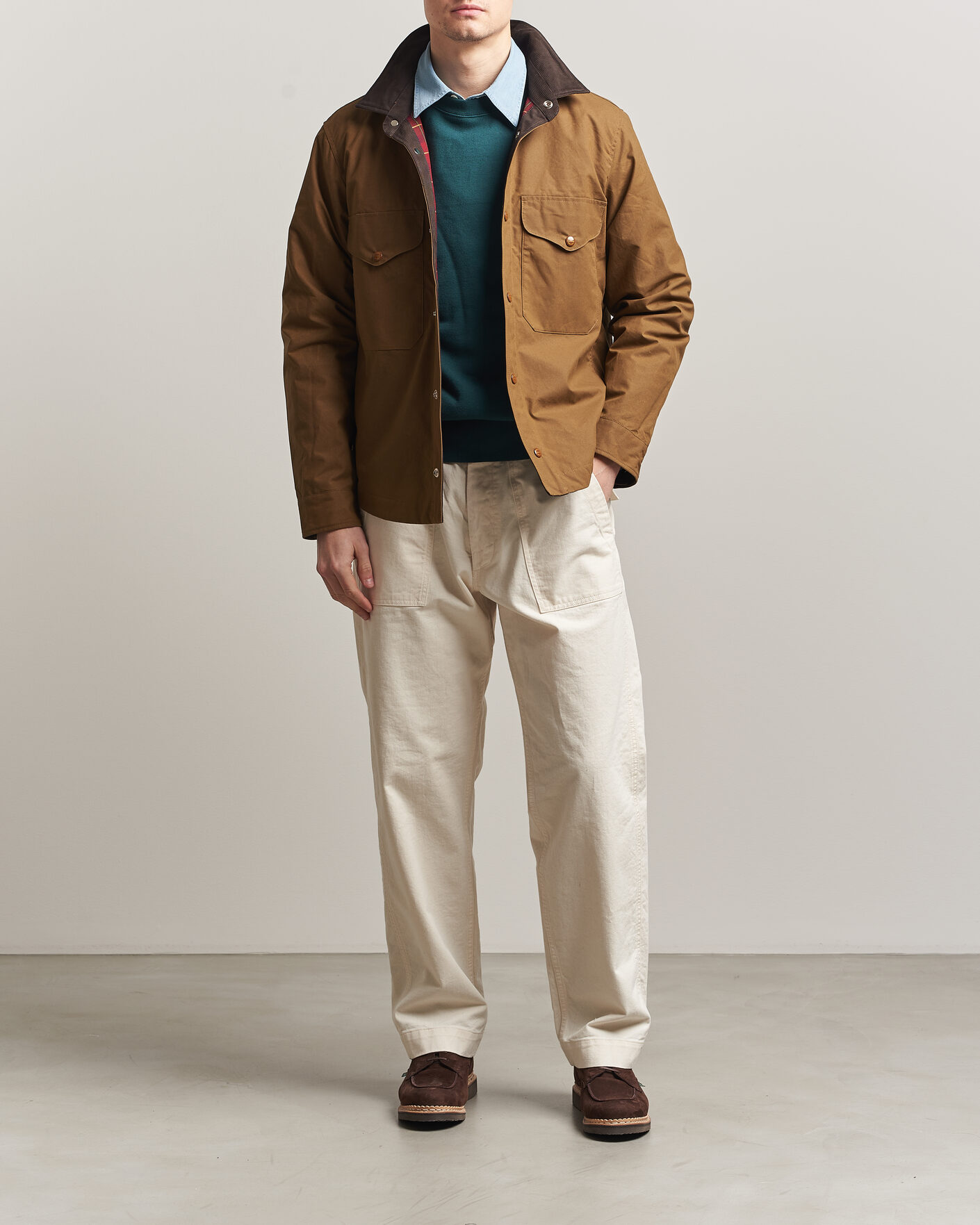 Herre | Jakker | Manifattura Ceccarelli | Dry Wax Heavy Shirt Jacket Dark Tan