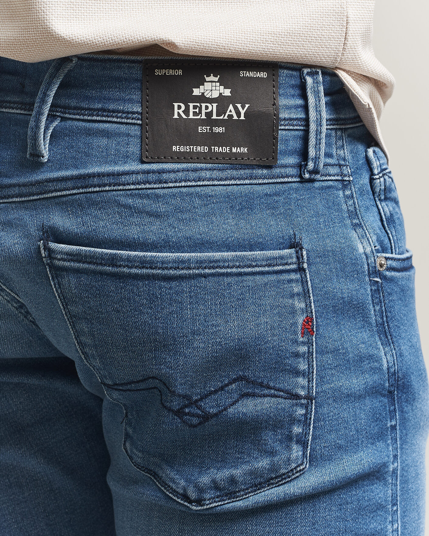 Herre | Bukser | Replay | Anbass Powerstretch Jeans Medium Blue