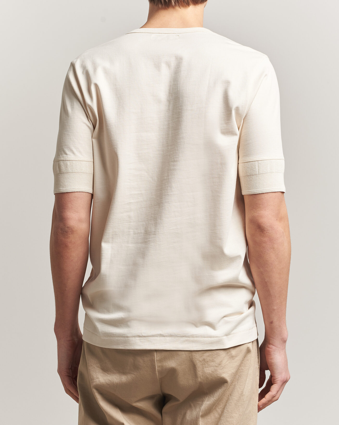 Herre | T-Shirts | Merz b. Schwanen | Classic Organic Cotton Short Sleeve Henley Nature