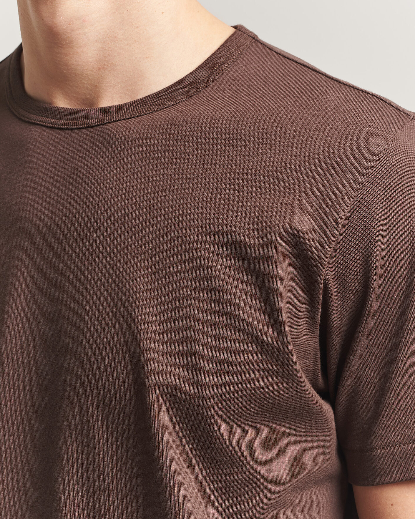 Herre | T-Shirts | Merz b. Schwanen | Classic Fit Sturdy Loopwheeled T-Shirt Chocolate