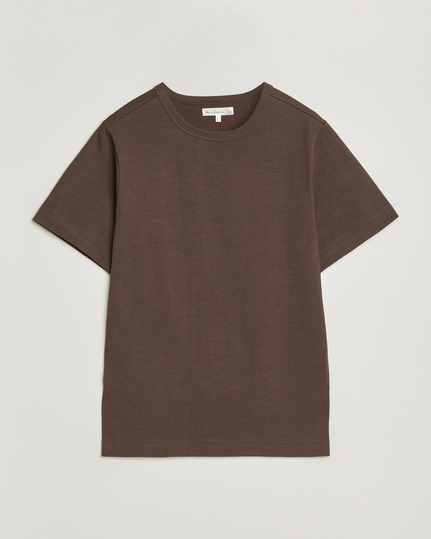 Herre | T-Shirts | Merz b. Schwanen | Relaxed Fit Loopwheeled Heavy T-Shirt Chocolate