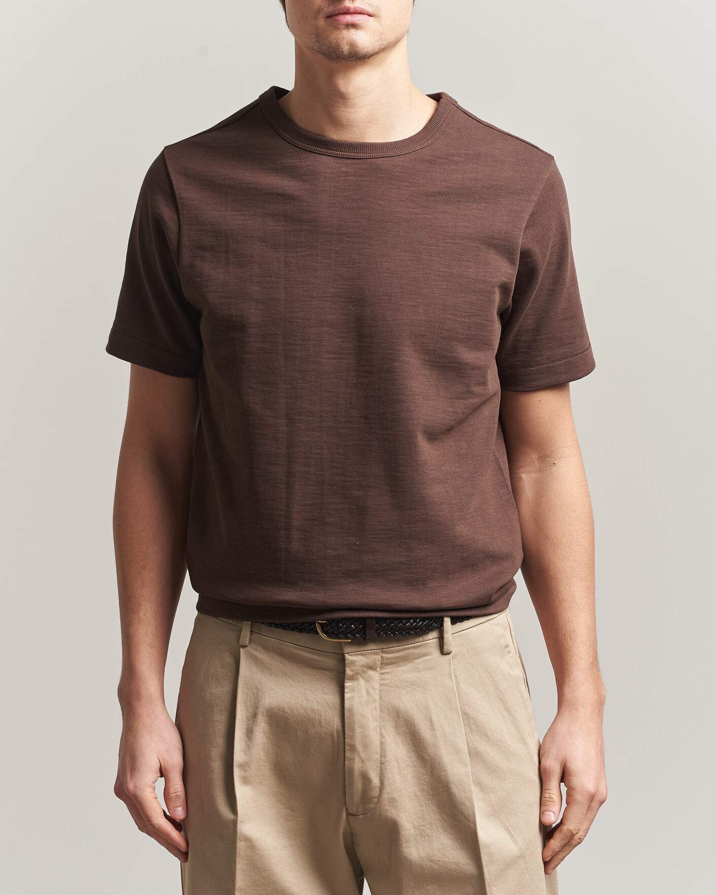Herre | T-Shirts | Merz b. Schwanen | Relaxed Fit Loopwheeled Heavy T-Shirt Chocolate