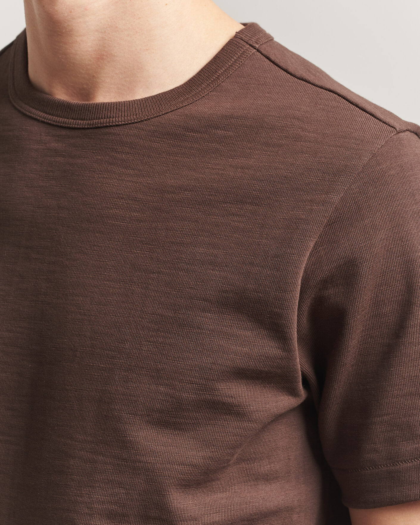 Herre | T-Shirts | Merz b. Schwanen | Relaxed Fit Loopwheeled Heavy T-Shirt Chocolate
