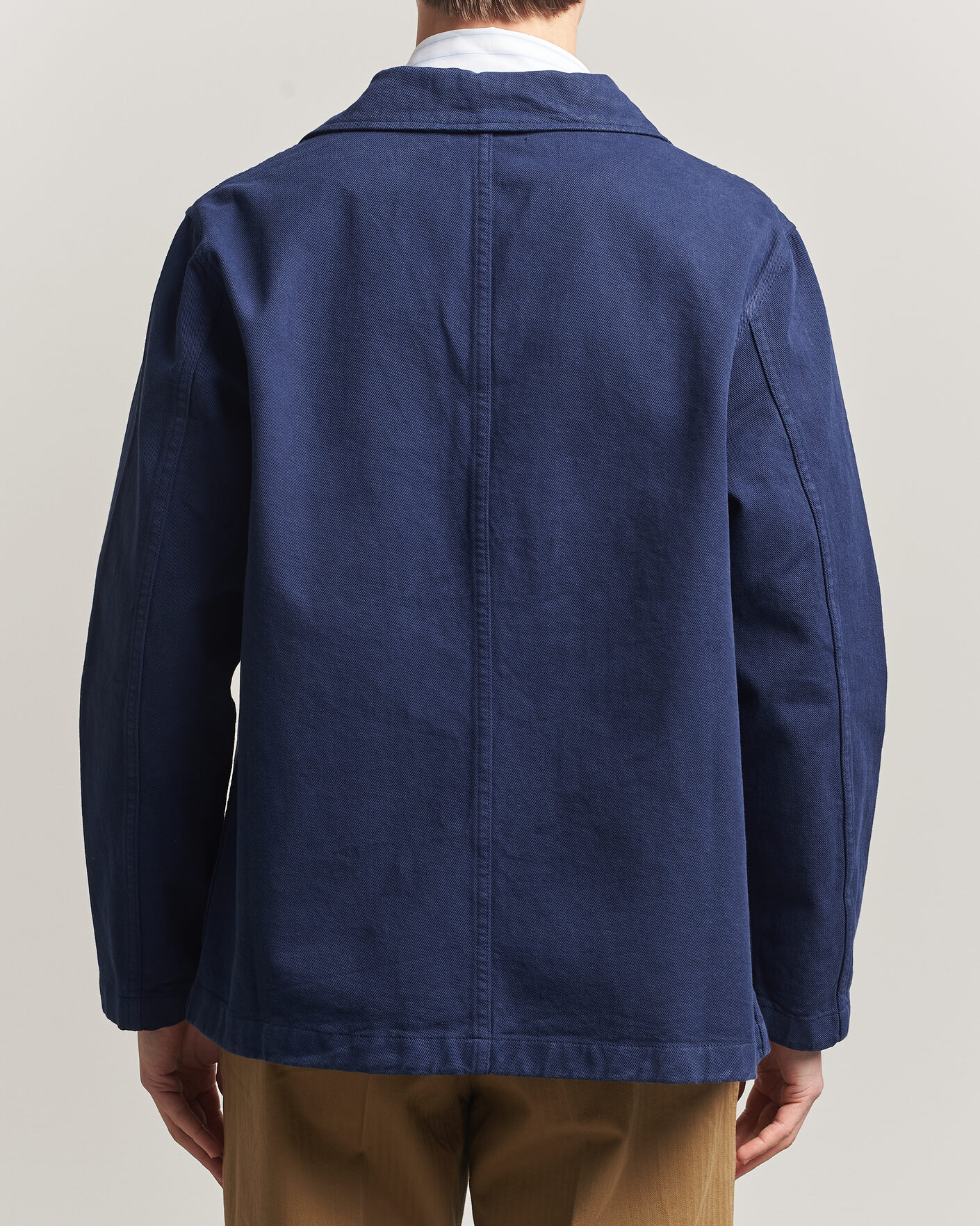 Herre | Skjorter | Merz b. Schwanen | Worker Cotton Twill Overshirt Ink Blue