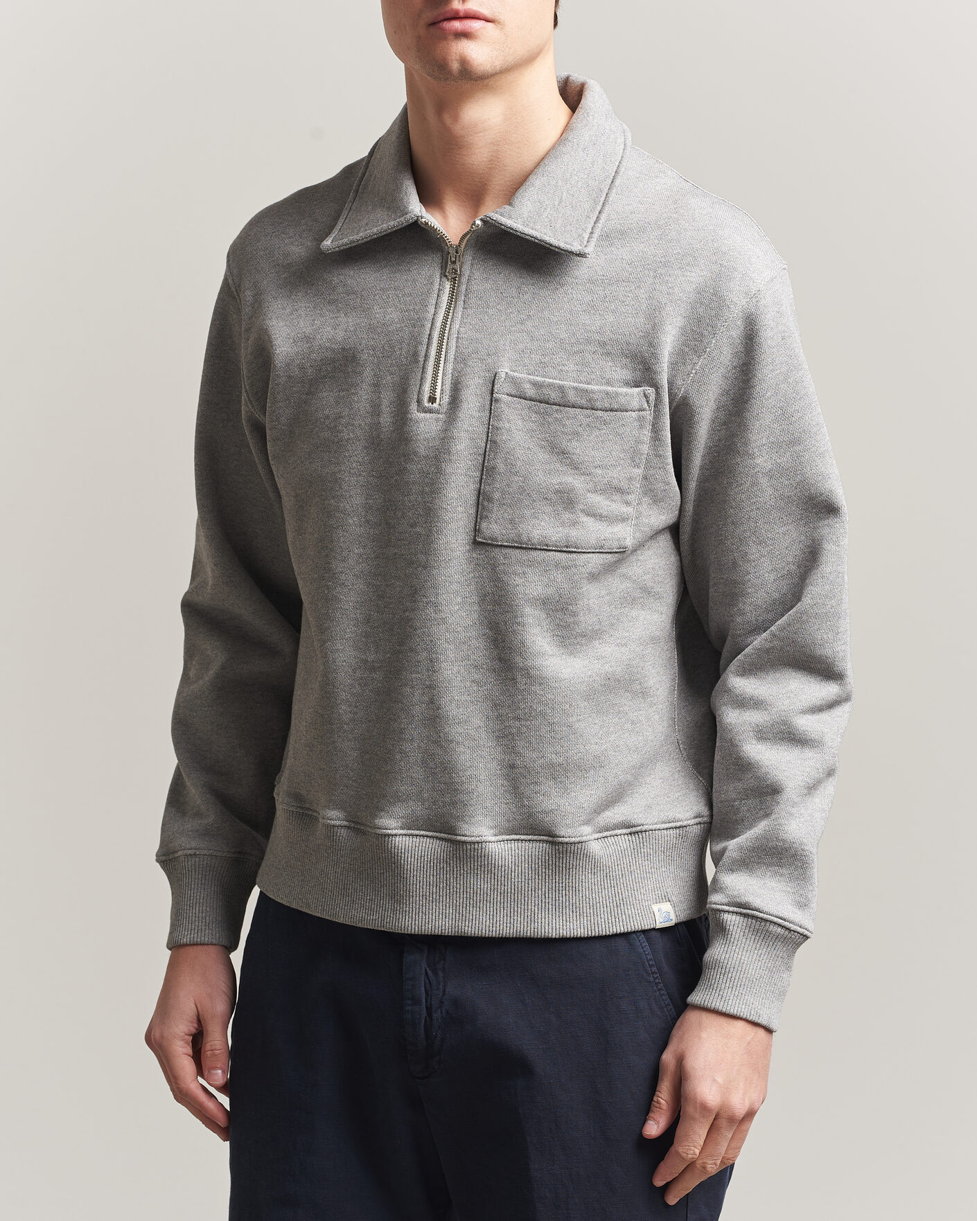 Herre | Trøjer | Merz b. Schwanen | Classic Fit Authentic Fleece Half Zip Grey Melange