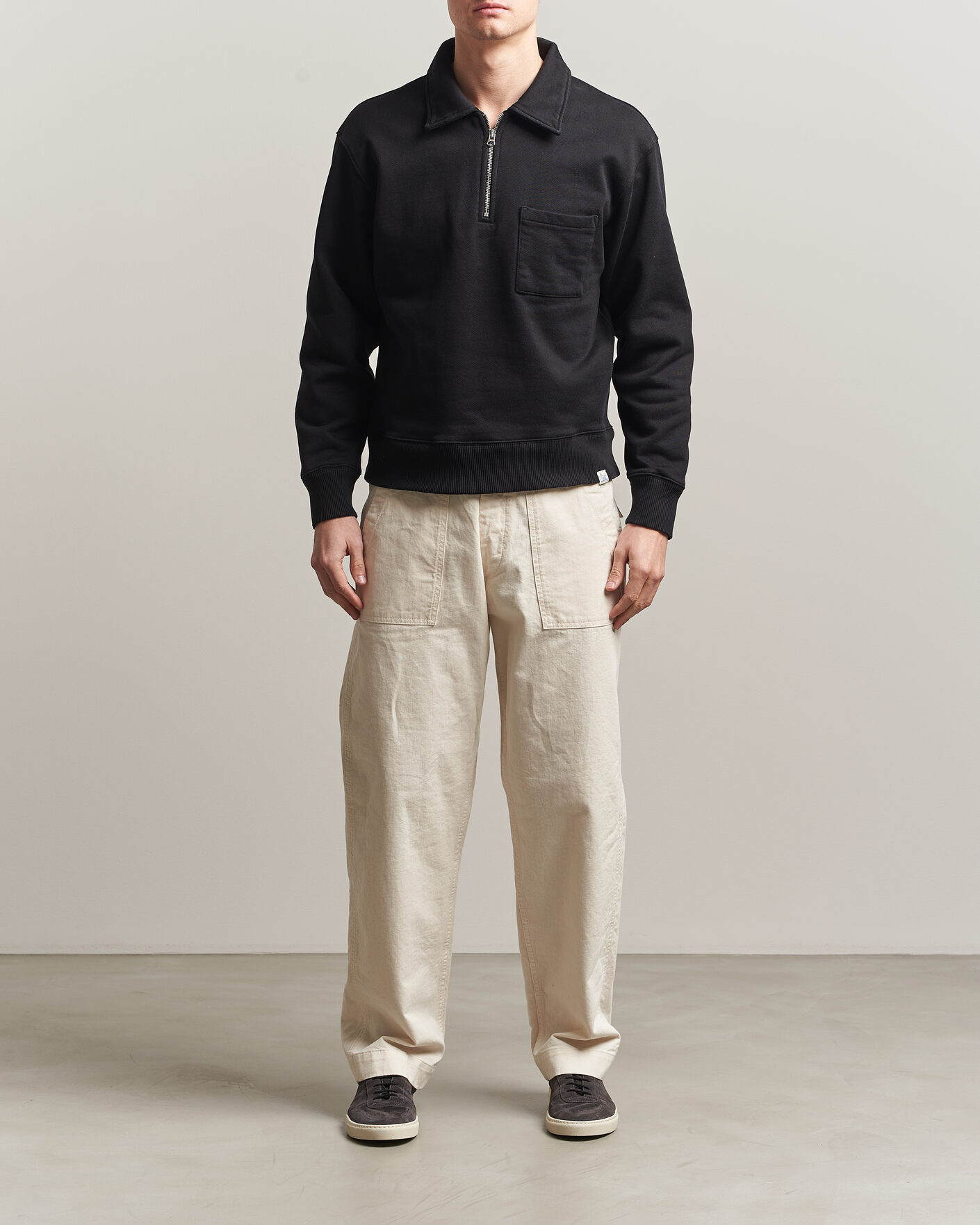 Herre | Trøjer | Merz b. Schwanen | Classic Fit Authentic Fleece Half Zip Black