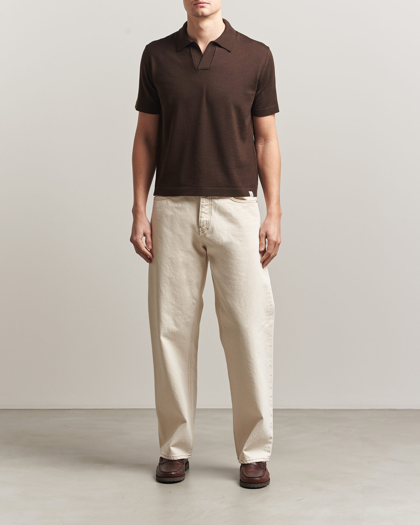 Herre | Polotrøjer | Merz b. Schwanen | Relaxed Fit Merino Knitted Polo Coffee