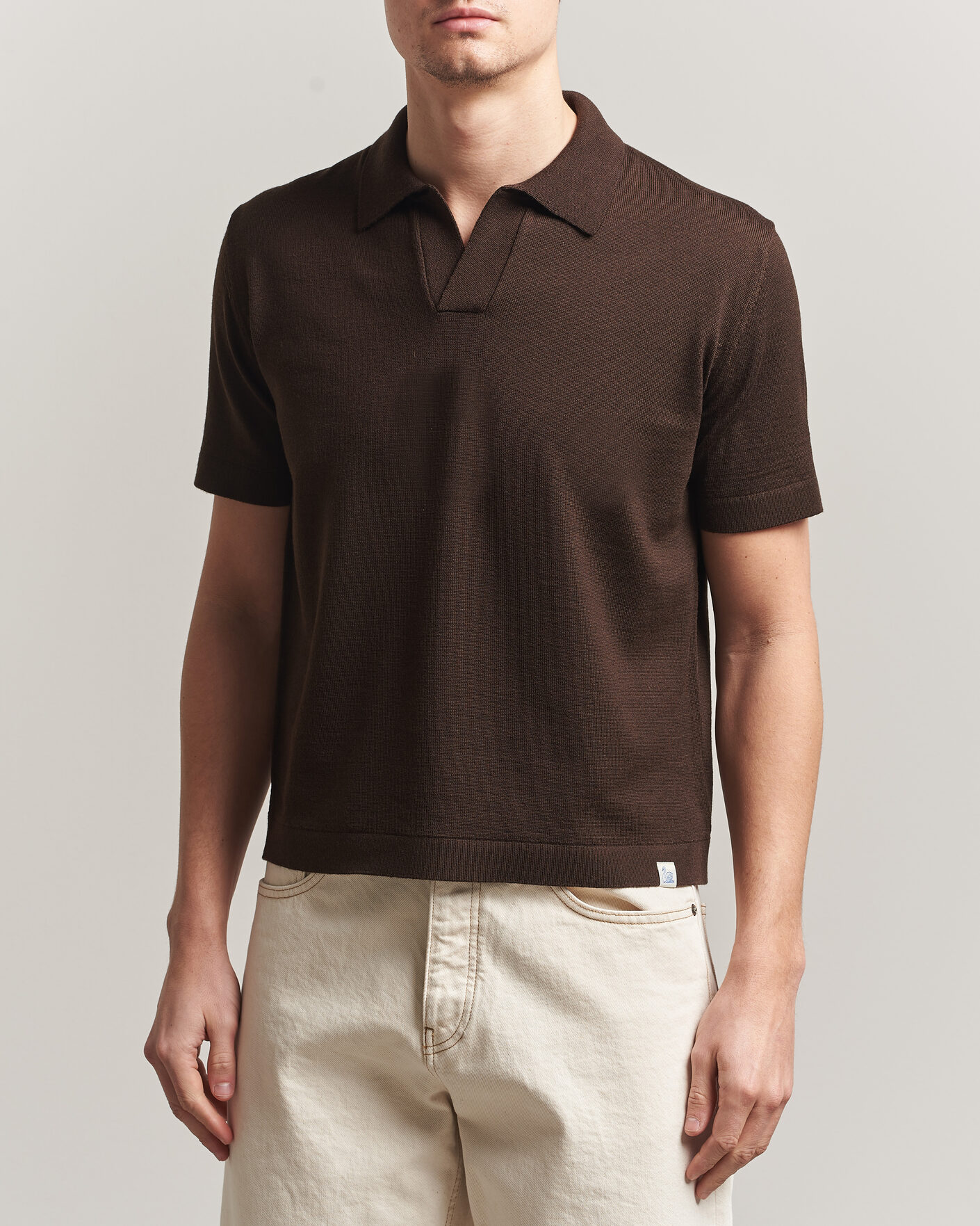 Herre | Polotrøjer | Merz b. Schwanen | Relaxed Fit Merino Knitted Polo Coffee