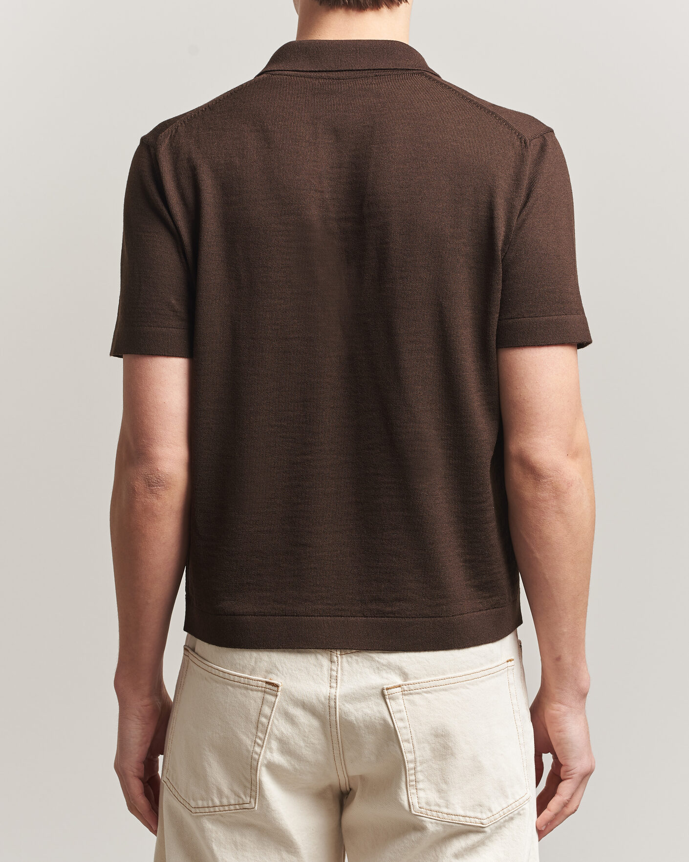 Herre | Polotrøjer | Merz b. Schwanen | Relaxed Fit Merino Knitted Polo Coffee