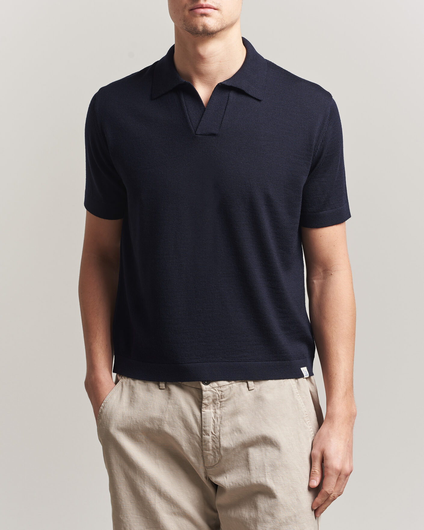 Herre | Polotrøjer | Merz b. Schwanen | Relaxed Fit Merino Knitted Polo Dark Navy