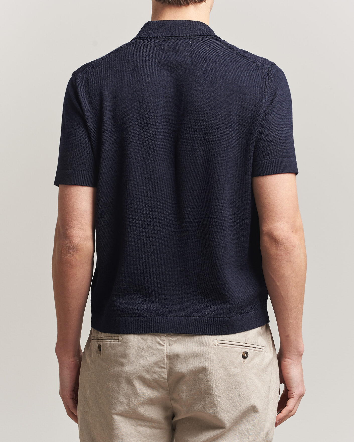 Herre | Polotrøjer | Merz b. Schwanen | Relaxed Fit Merino Knitted Polo Dark Navy