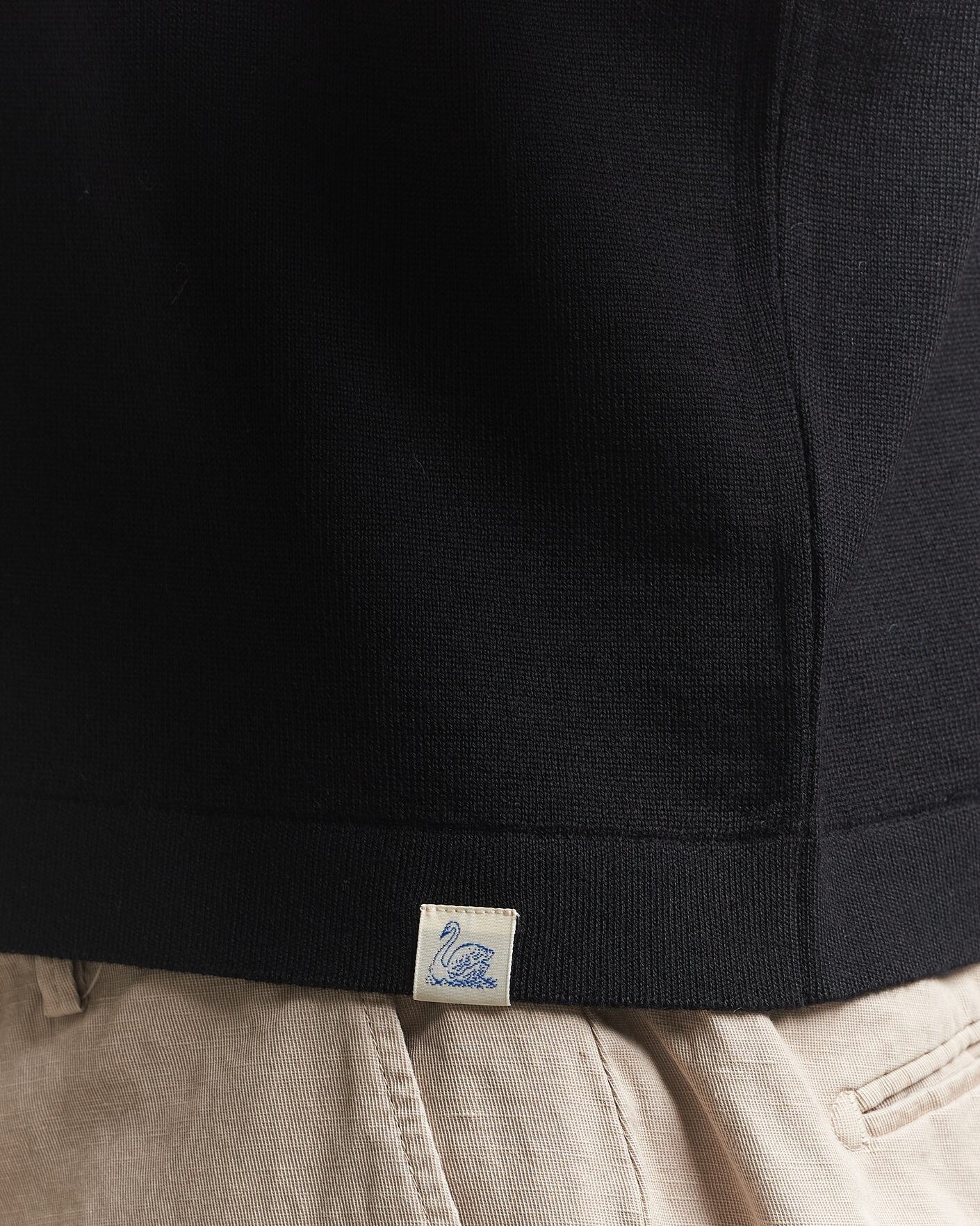 Herre | T-Shirts | Merz b. Schwanen | Relaxed Fit Merino Knitted T-Shirt Black