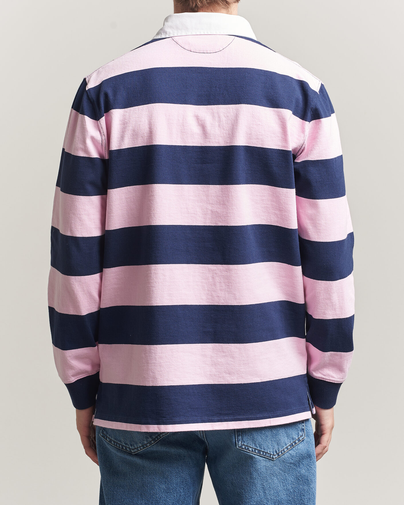 Herre | Trøjer | Polo Ralph Lauren | Jersey Striped Rugger Carmel Pink/Newport Navy