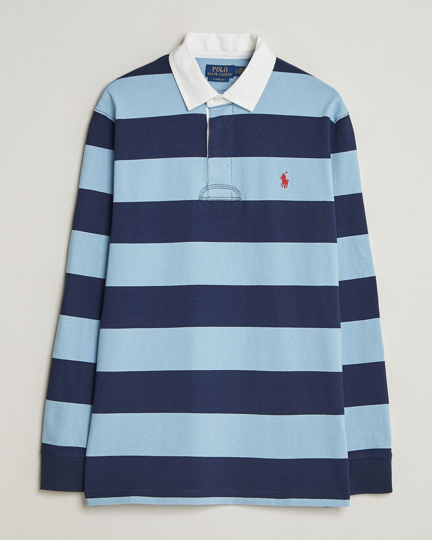 Herre | Trøjer | Polo Ralph Lauren | Jersey Striped Rugger Powder Blue/Newport Navy
