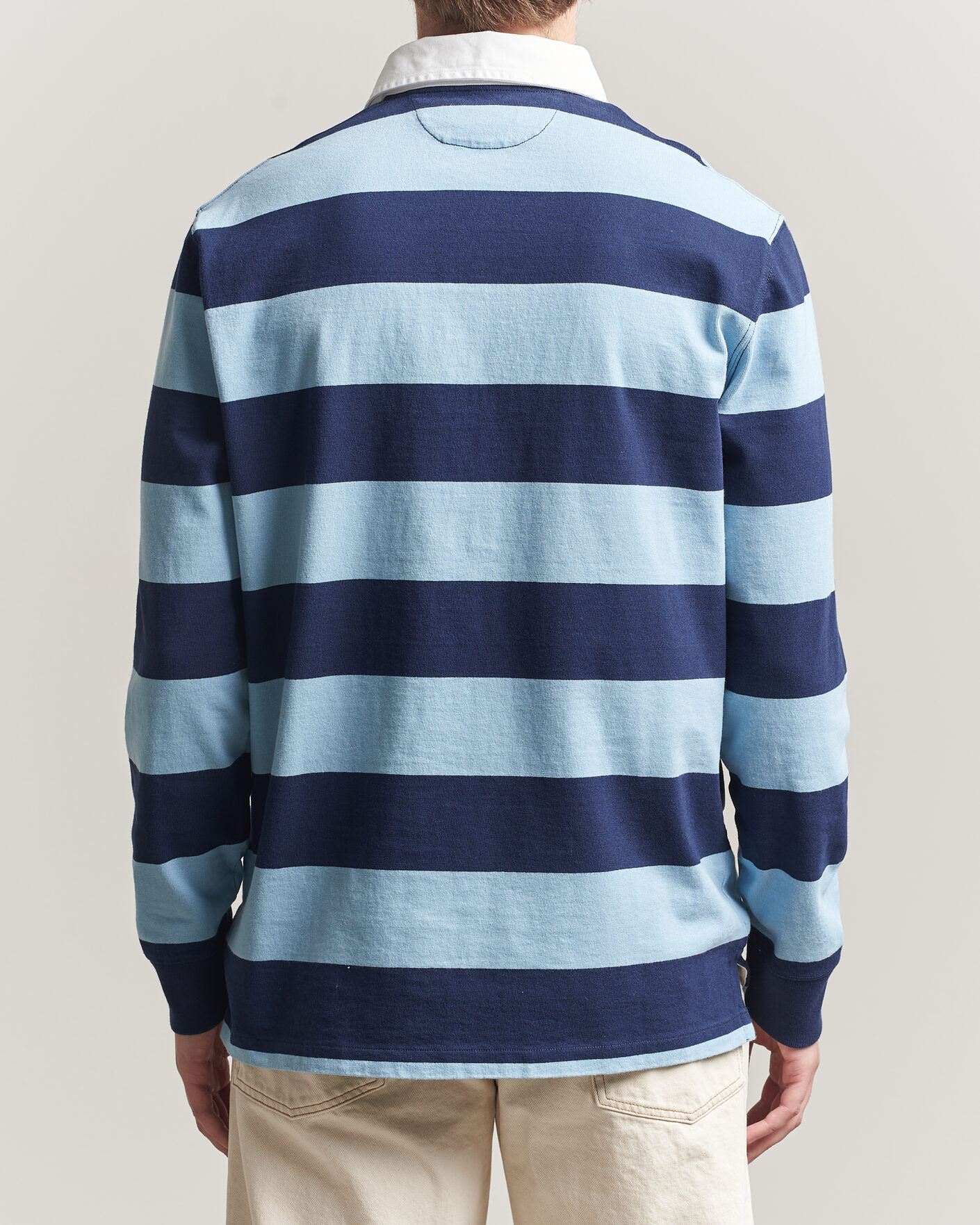 Herre | Trøjer | Polo Ralph Lauren | Jersey Striped Rugger Powder Blue/Newport Navy