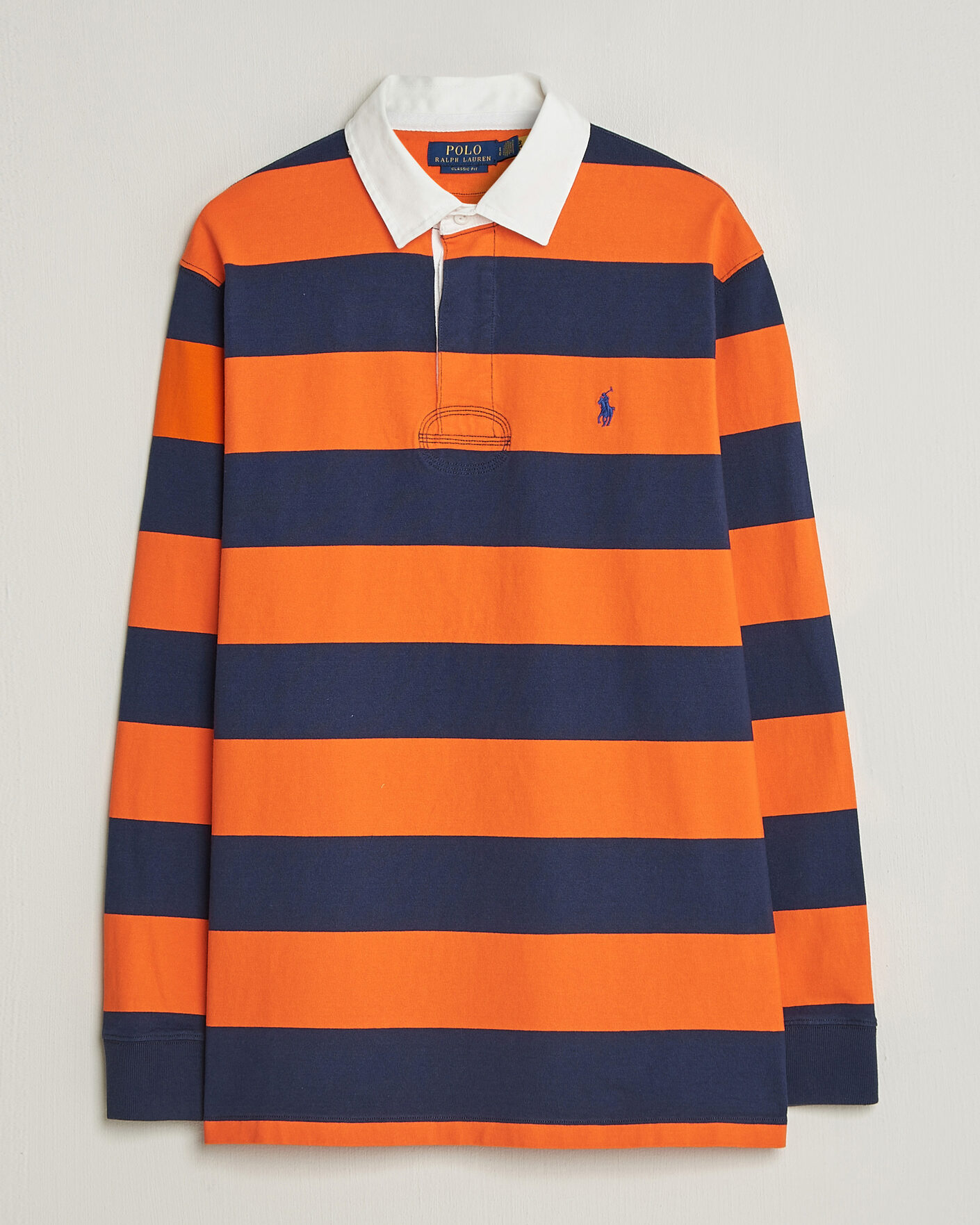 Herre | Trøjer | Polo Ralph Lauren | Jersey Striped Rugger Sailing Orange/Newport Navy