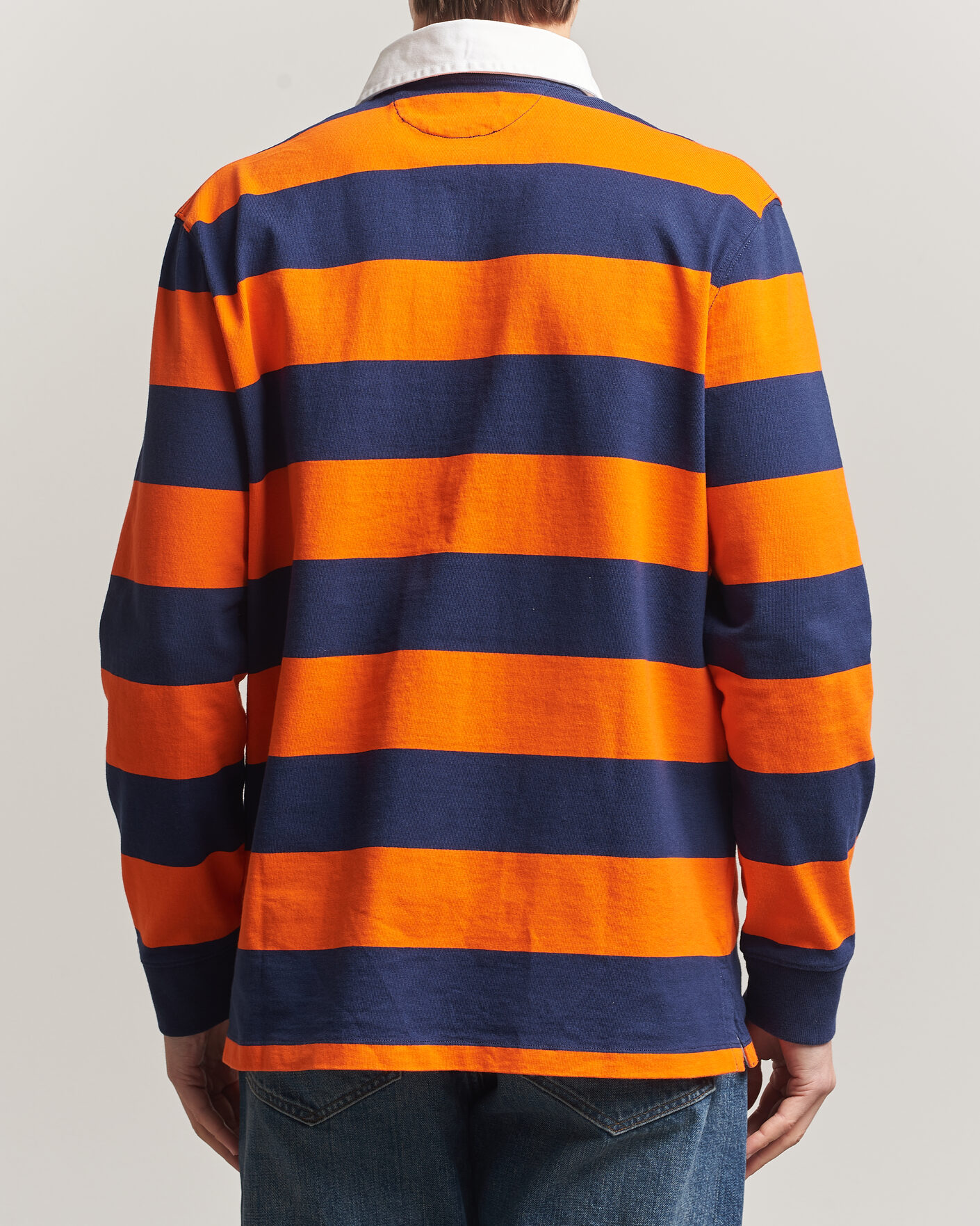 Herre | Trøjer | Polo Ralph Lauren | Jersey Striped Rugger Sailing Orange/Newport Navy