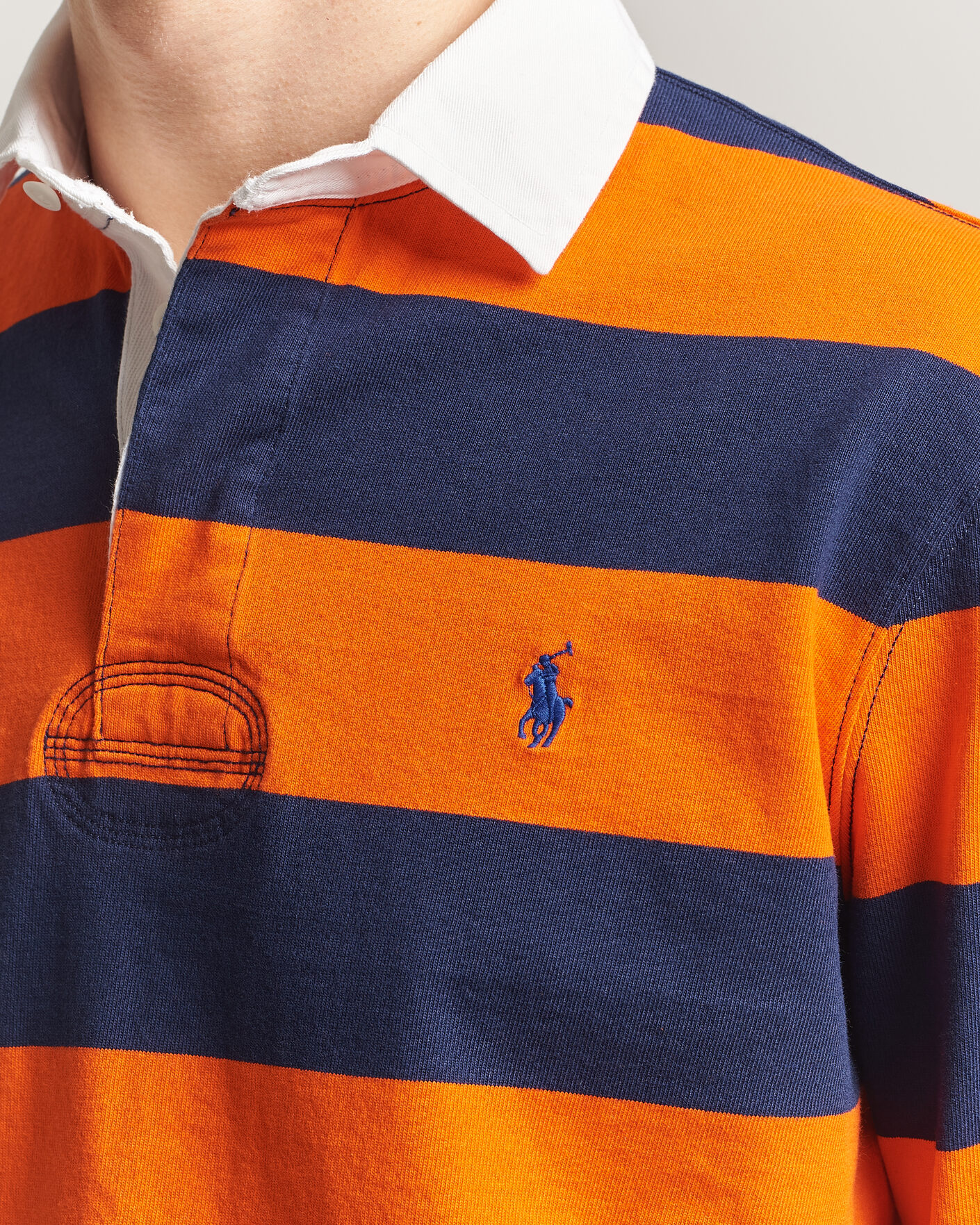 Herre | Trøjer | Polo Ralph Lauren | Jersey Striped Rugger Sailing Orange/Newport Navy