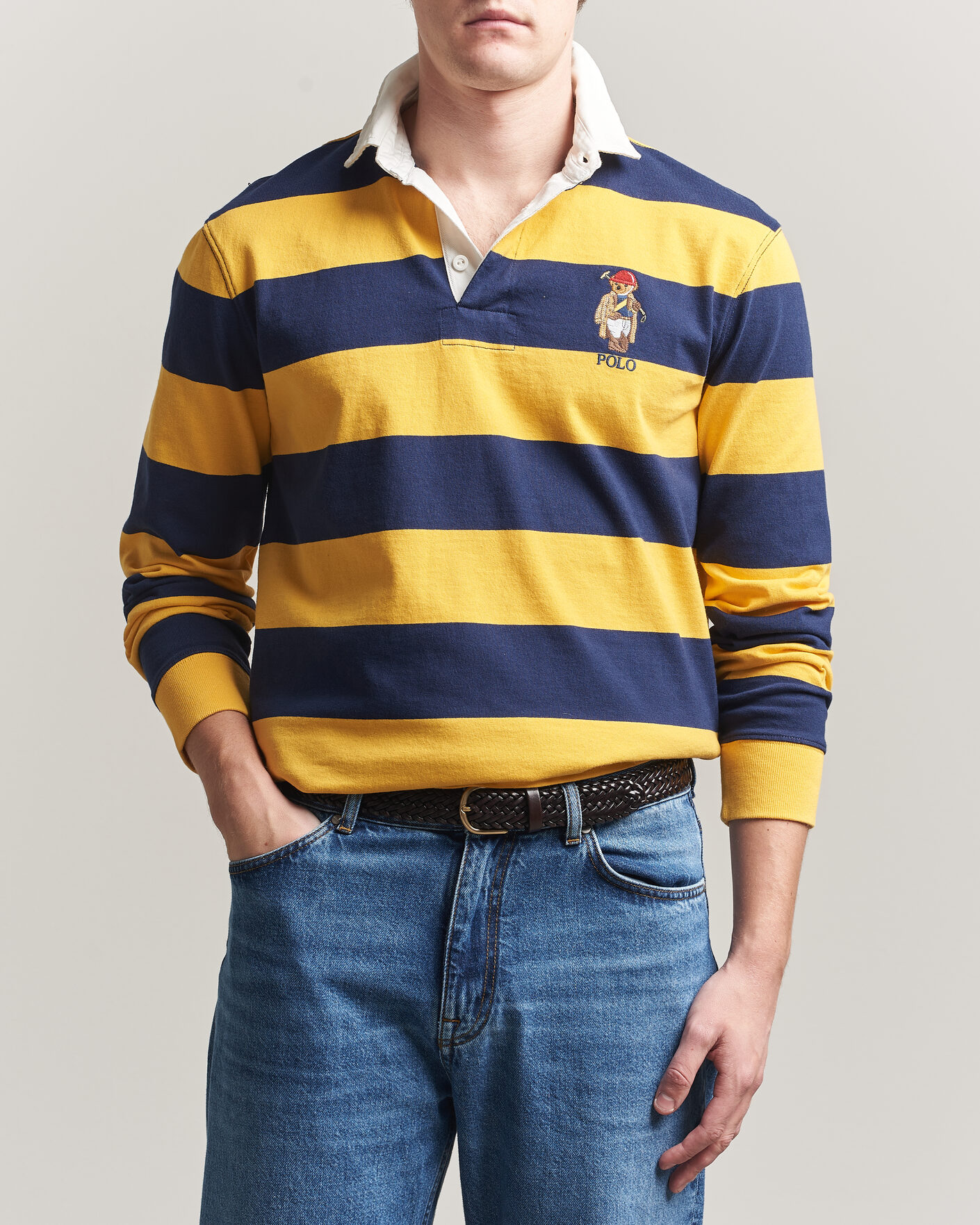 Herre | Trøjer | Polo Ralph Lauren | Jersey Striped Rugger Newport Navy/Gold