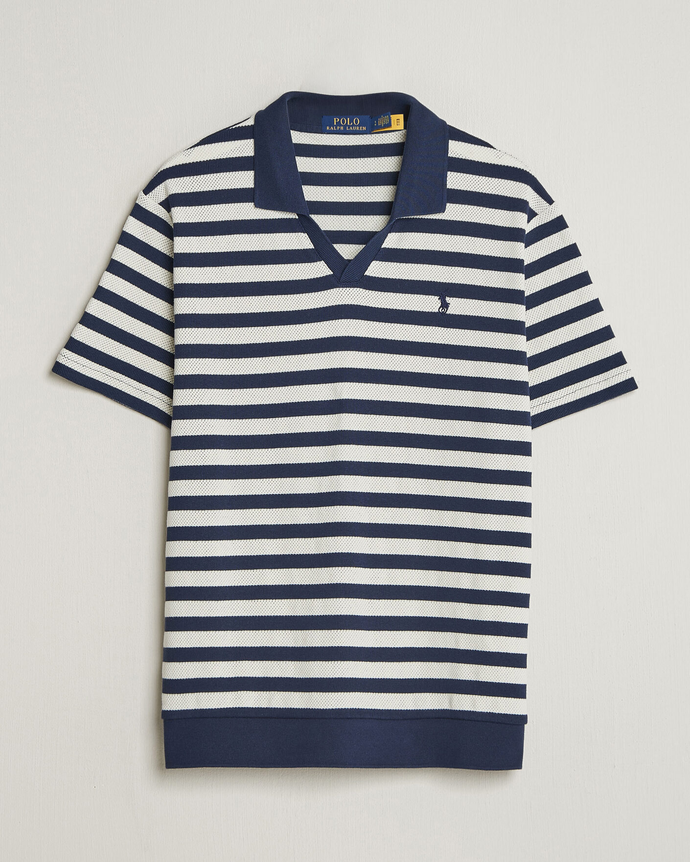 Herre | Polotrøjer | Polo Ralph Lauren | Cotton Texture Striped Polo Newport Navy/Cream