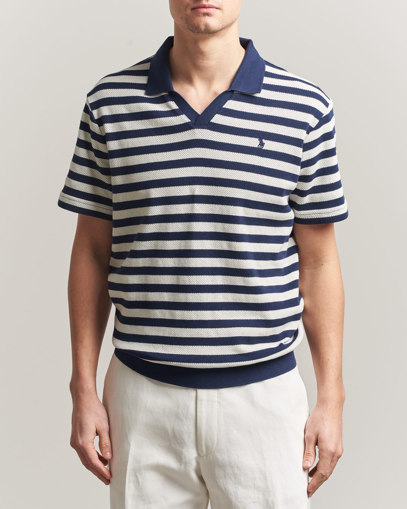 Herre | Polotrøjer | Polo Ralph Lauren | Cotton Texture Striped Polo Newport Navy/Cream