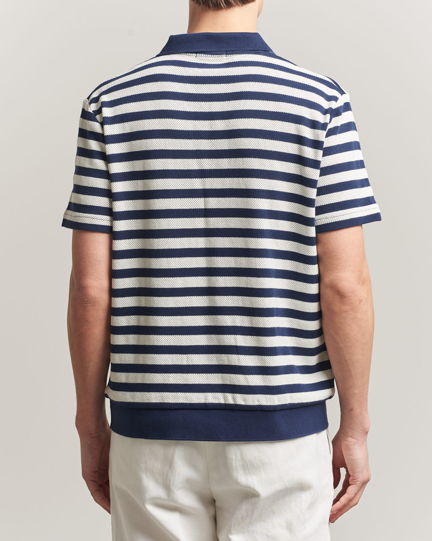 Herre | Polotrøjer | Polo Ralph Lauren | Cotton Texture Striped Polo Newport Navy/Cream