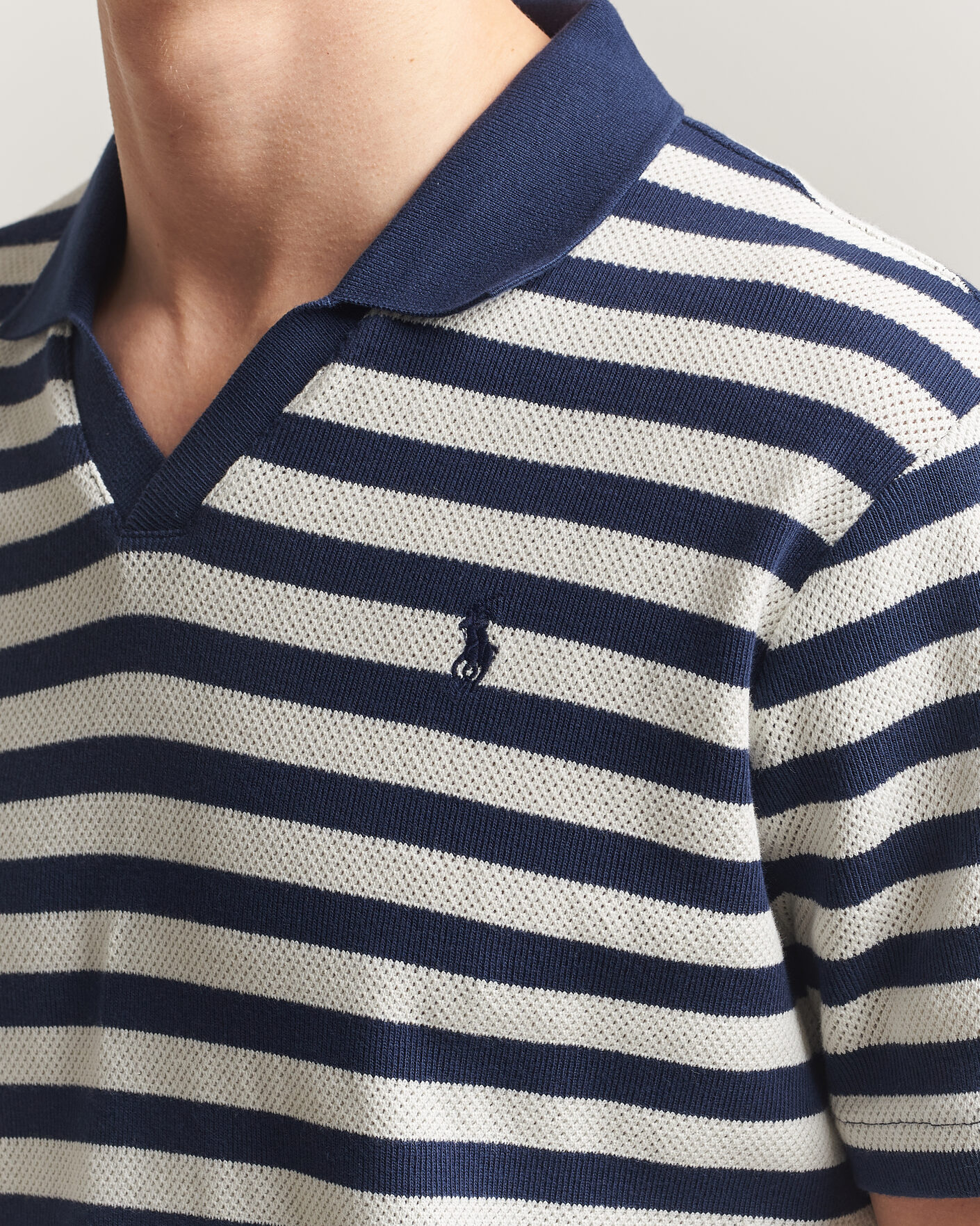 Herre | Polotrøjer | Polo Ralph Lauren | Cotton Texture Striped Polo Newport Navy/Cream