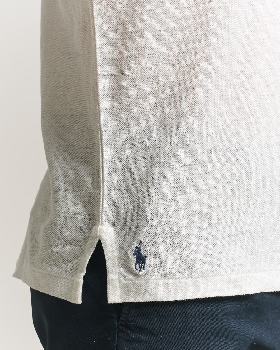 Herre | Polotrøjer | Polo Ralph Lauren | Long Sleeve Linen Polo Deckwash White