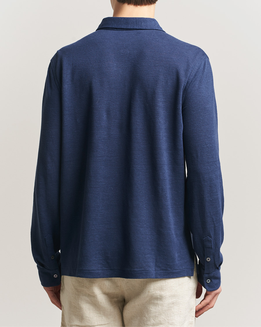 Herre | Polotrøjer | Polo Ralph Lauren | Long Sleeve Linen Polo Newport Navy
