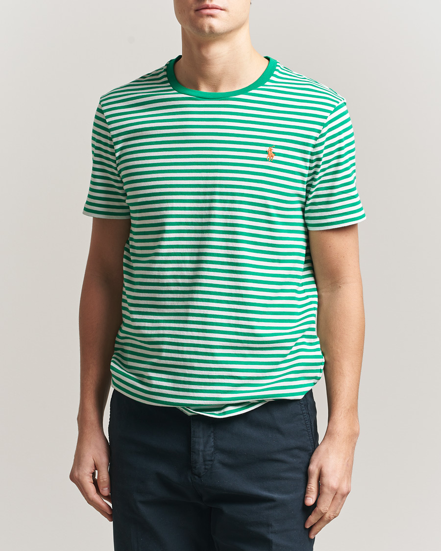 Herre | T-Shirts | Polo Ralph Lauren | Crew Neck Striped T-Shirt Billiard/White