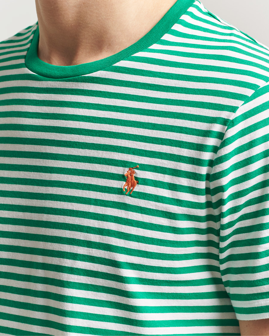 Herre | T-Shirts | Polo Ralph Lauren | Crew Neck Striped T-Shirt Billiard/White