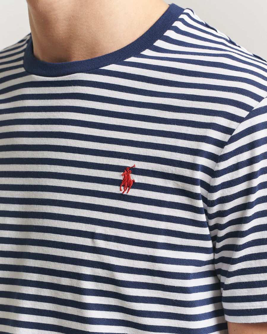 Herre | T-Shirts | Polo Ralph Lauren | Crew Neck Striped T-Shirt Newport Navy/White