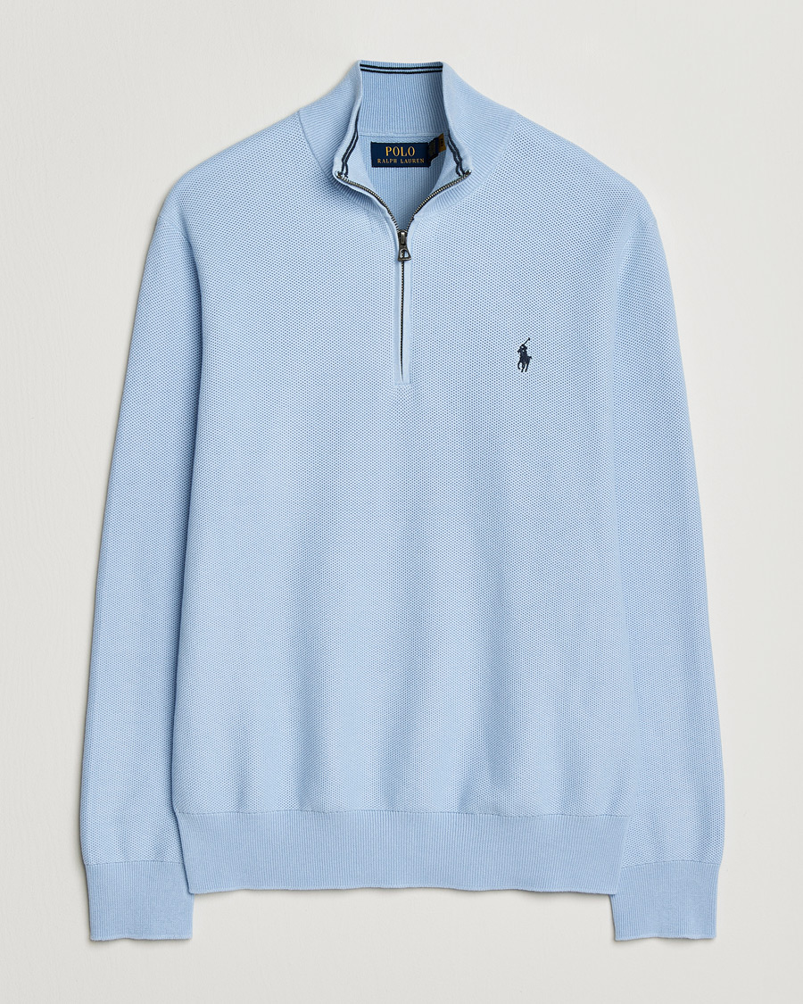 Herre | Trøjer | Polo Ralph Lauren | Textured Half Zip Office Blue