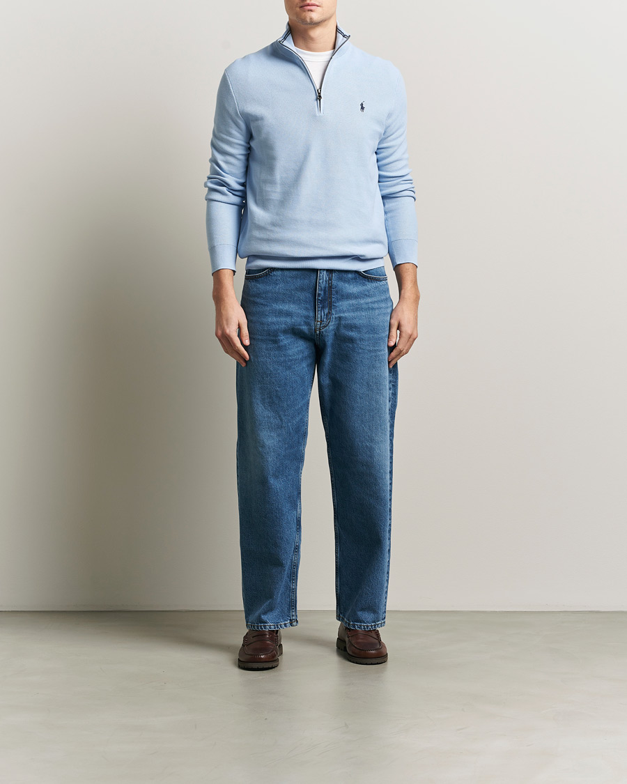 Herre | Trøjer | Polo Ralph Lauren | Textured Half Zip Office Blue