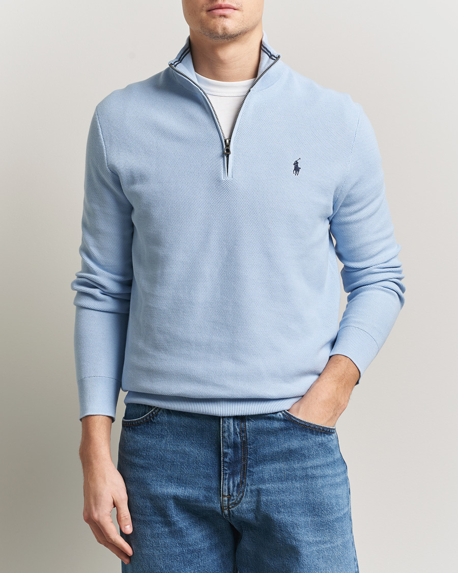 Herre | Trøjer | Polo Ralph Lauren | Textured Half Zip Office Blue