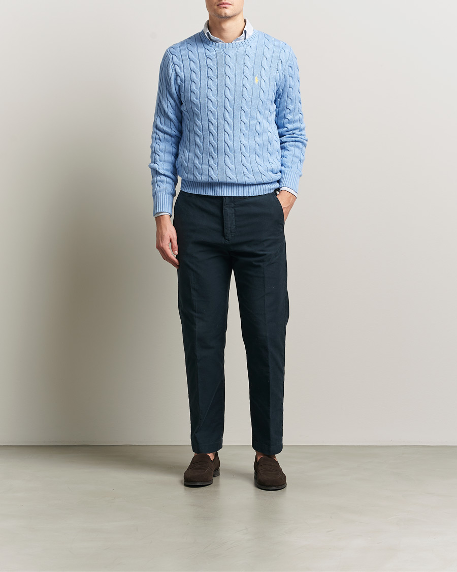 Herre | Trøjer | Polo Ralph Lauren | Cotton Cable Pullover Austin Blue